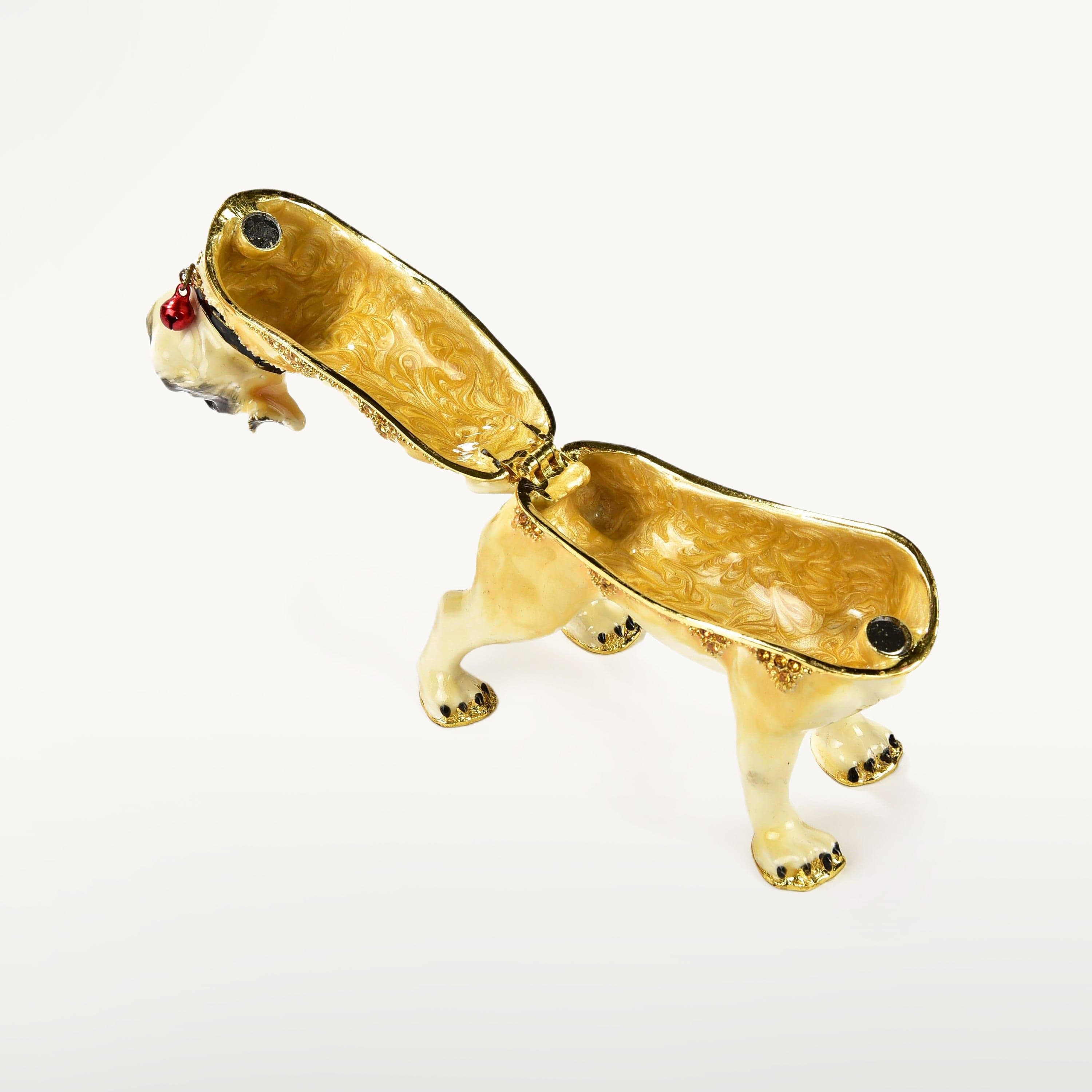 Kalifano Vanity Figurine Vanity Bull Dog Figurine Keepsake Box made with Crystals SVA-049