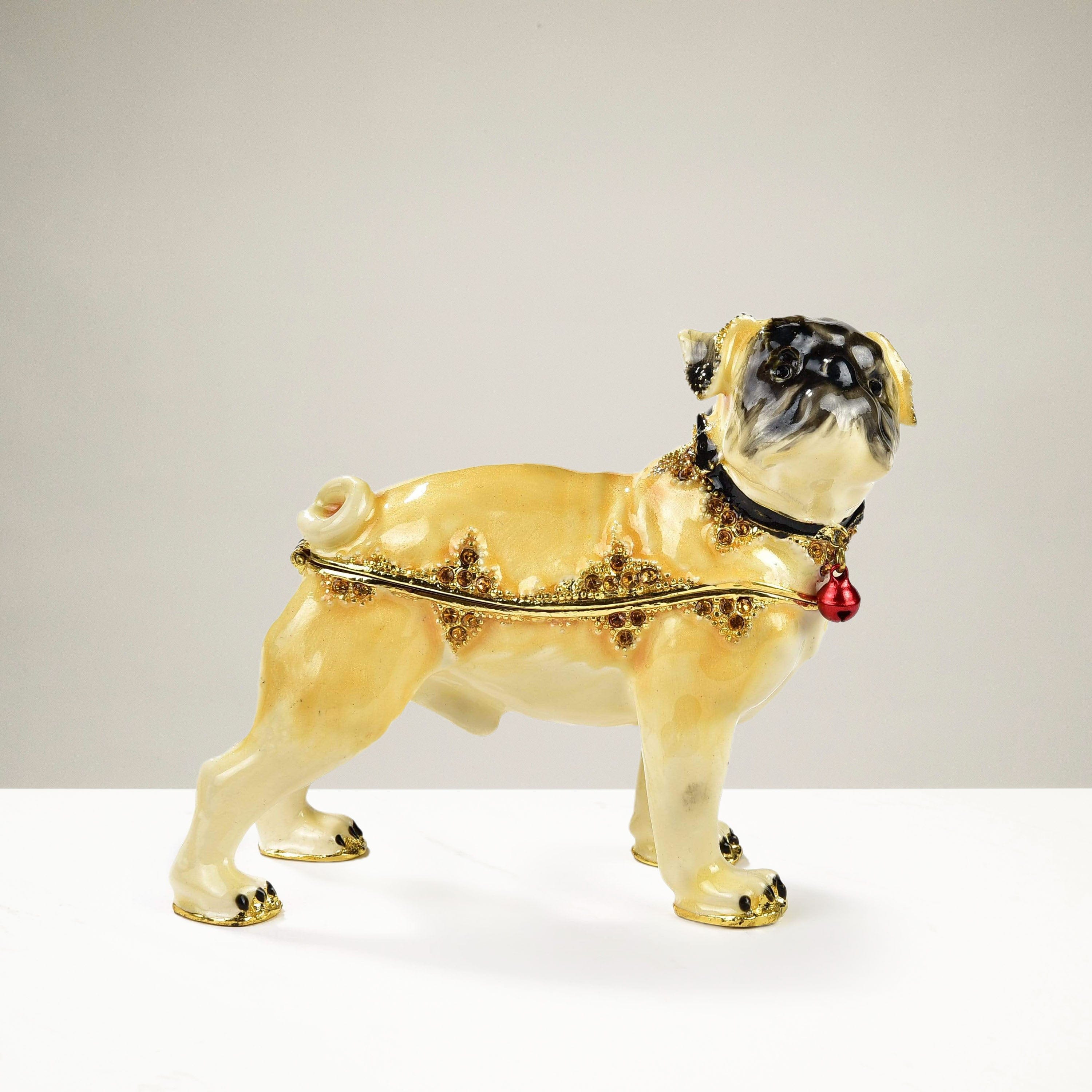 Kalifano Vanity Figurine Vanity Bull Dog Figurine Keepsake Box made with Crystals SVA-049