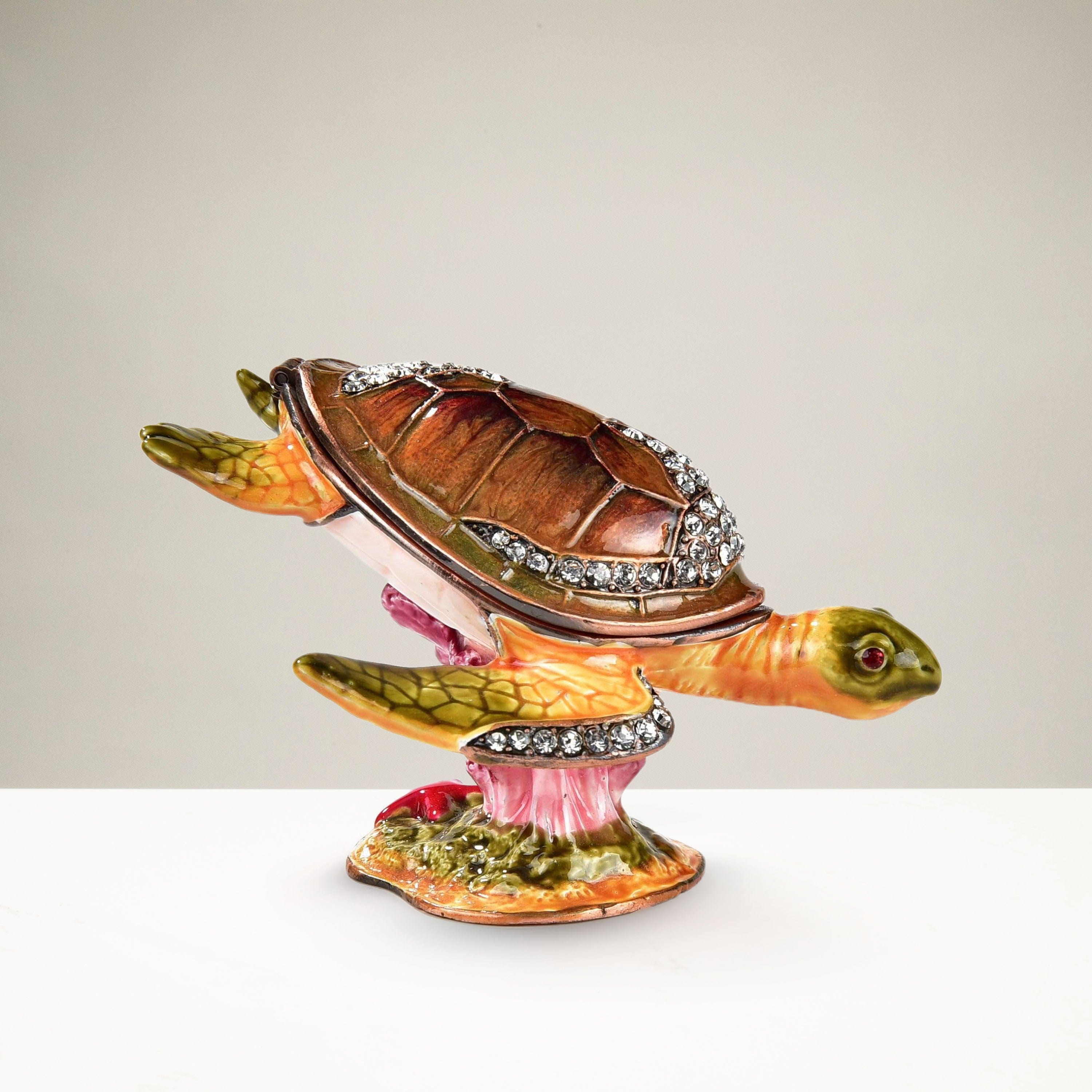 Kalifano Vanity Figurine Vanity Sea Turtle Crystal Keepsake Box SVA-025