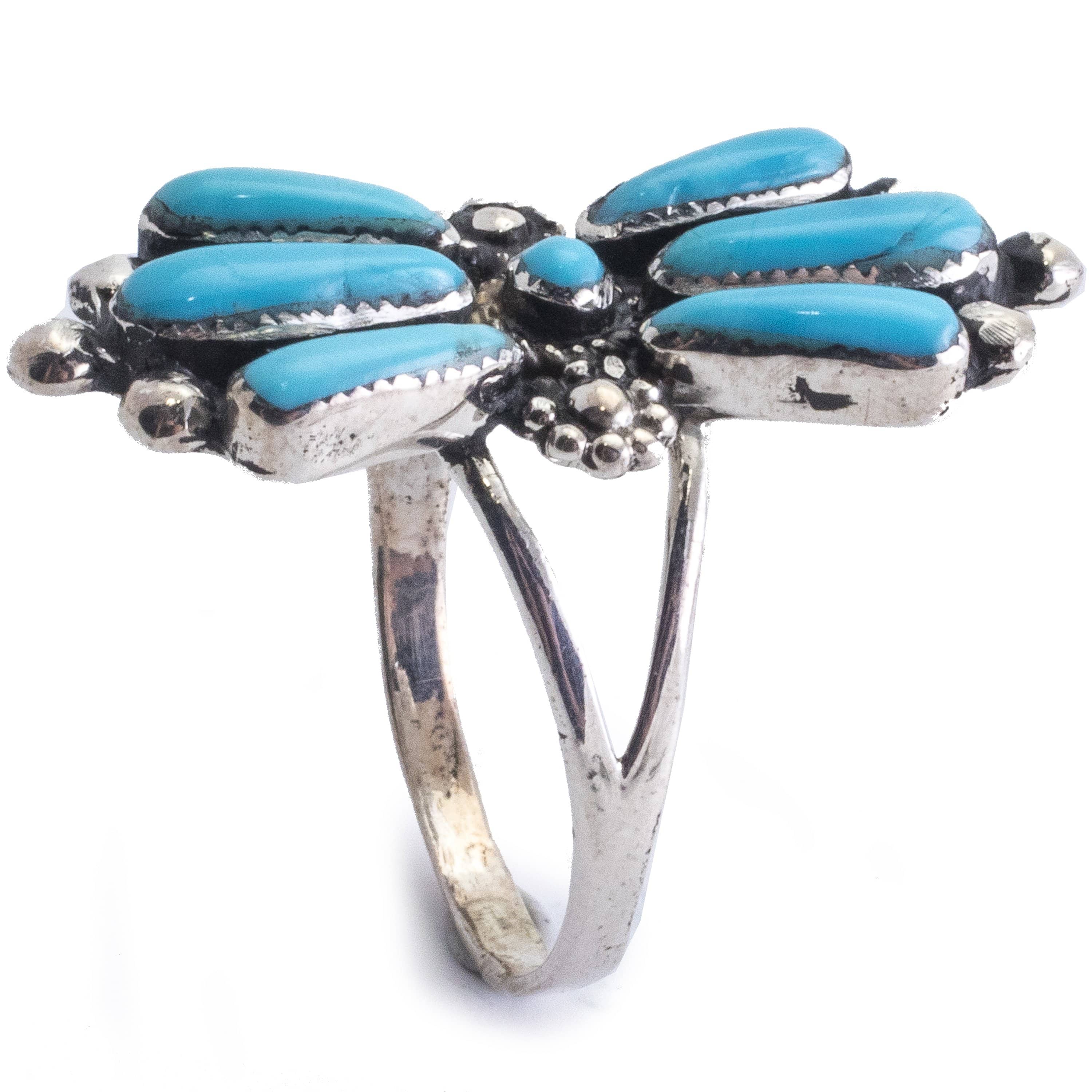 Kalifano 8 Turquoise Butterfly Handmade 925 Sterling Silver Ring AKR150.001.8