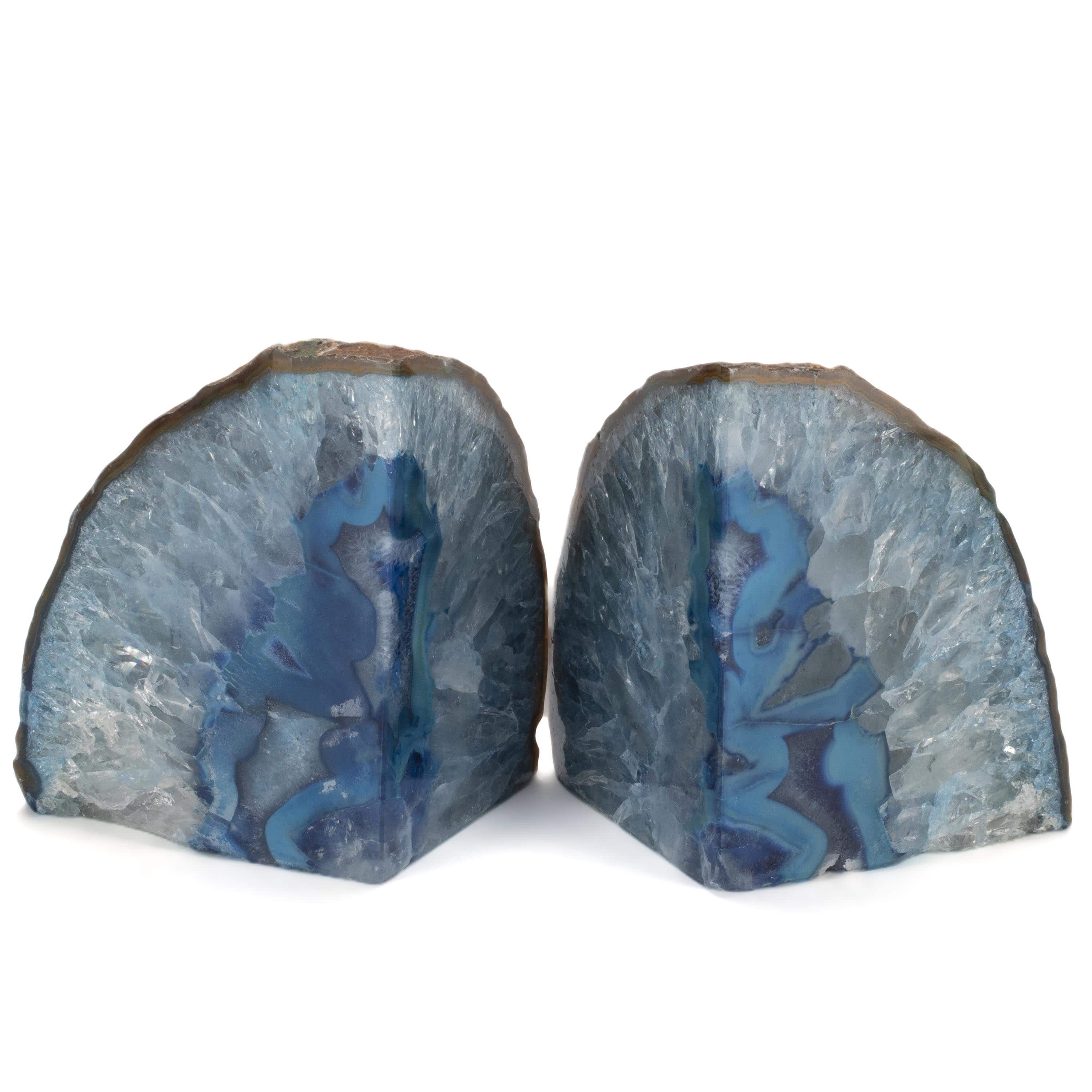 KALIFANO Agate Blue Agate Geode Bookend Set BAB240-BE