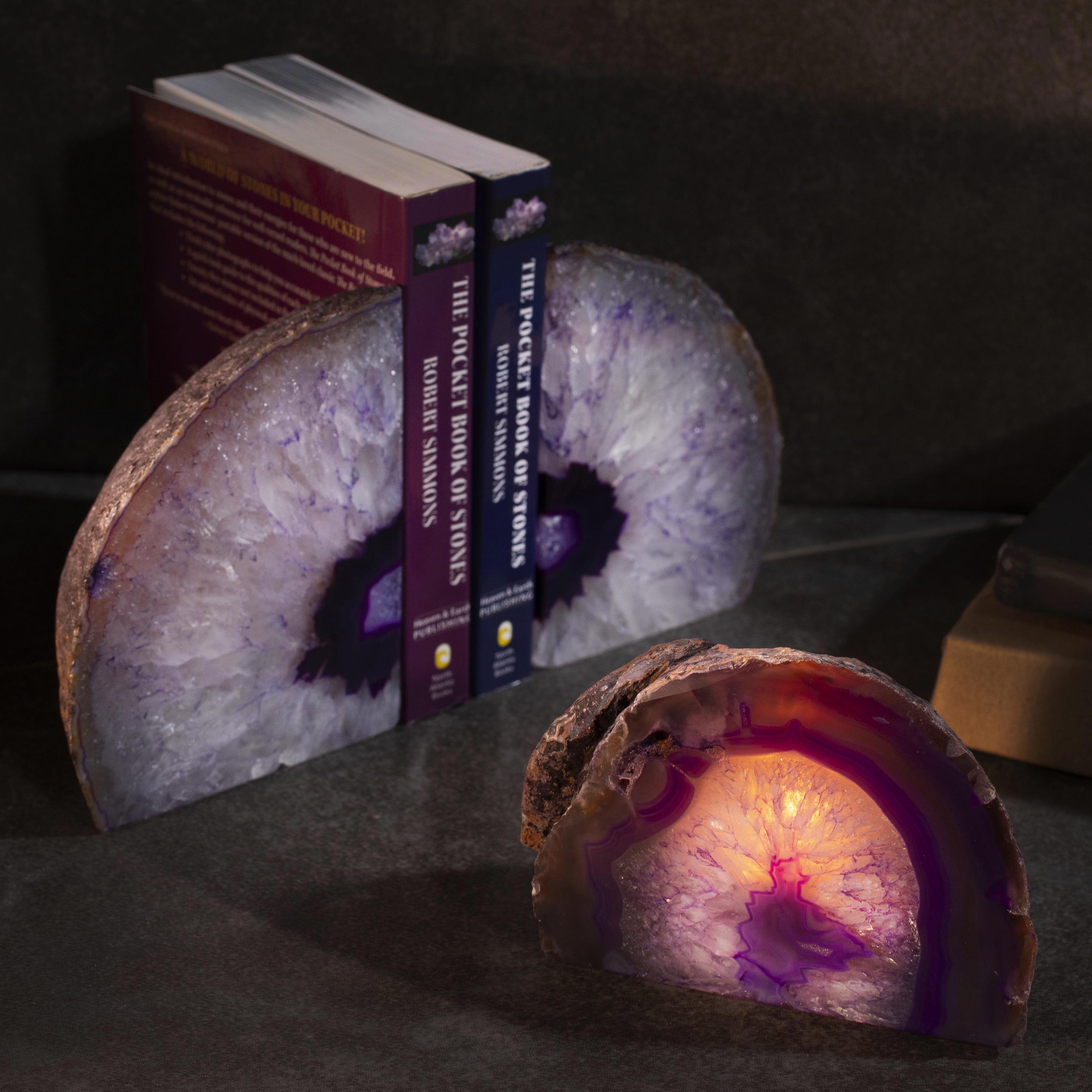 KALIFANO Agate Purple Agate Geode Bookend Set BAB240-PE