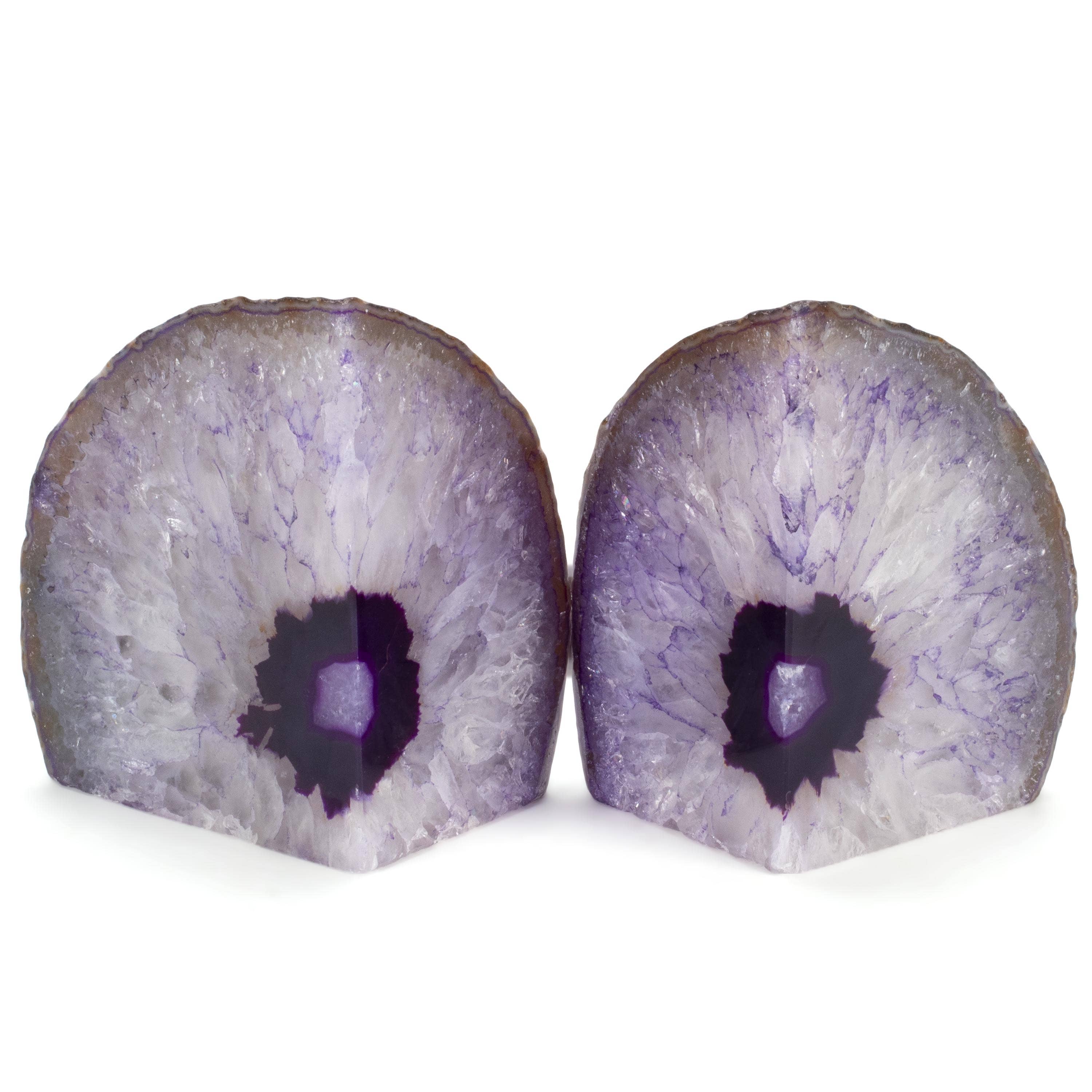 KALIFANO Agate Purple Agate Geode Bookend Set BAB240-PE