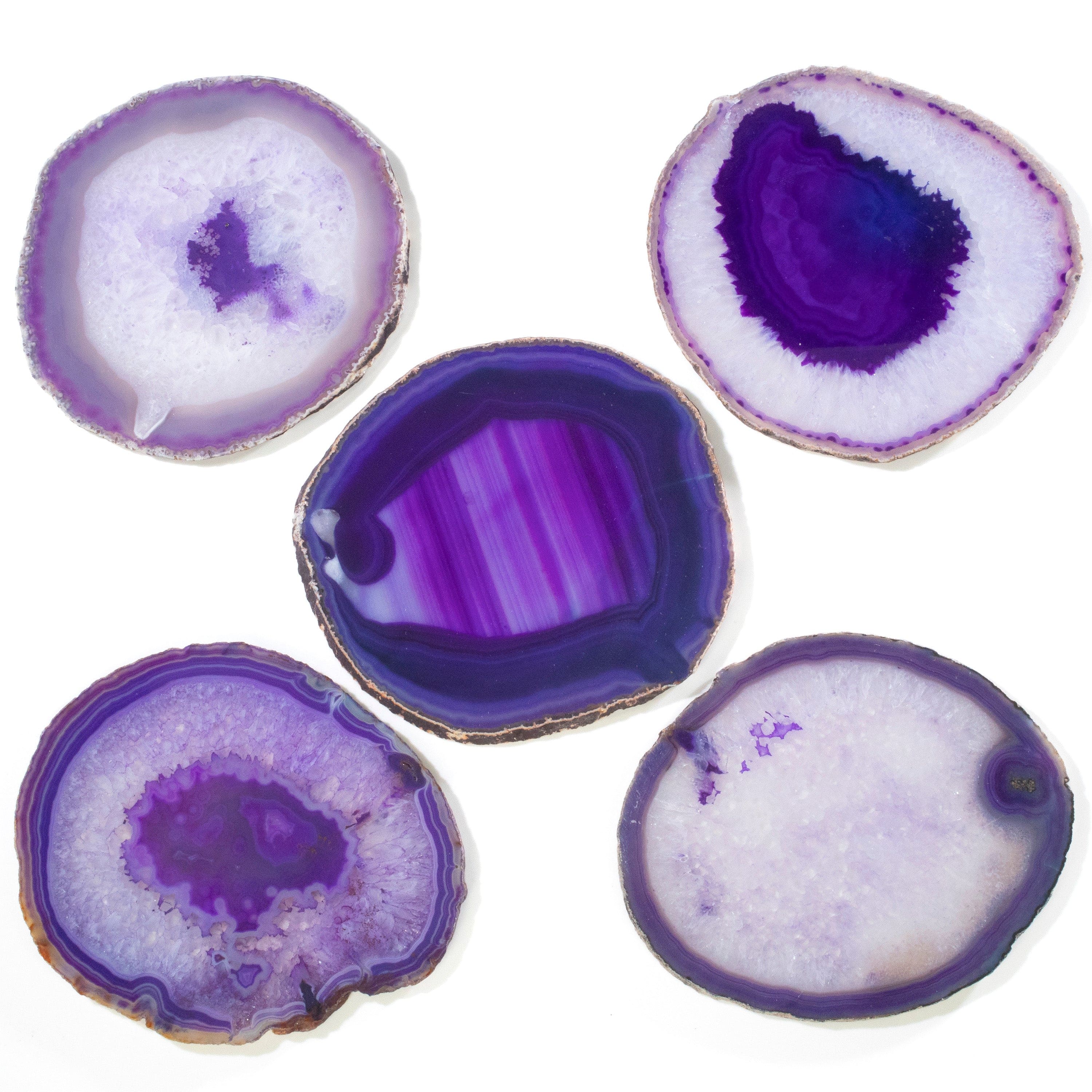 KALIFANO Agate Purple Agate Slice Drink Coaster BAS160-PE