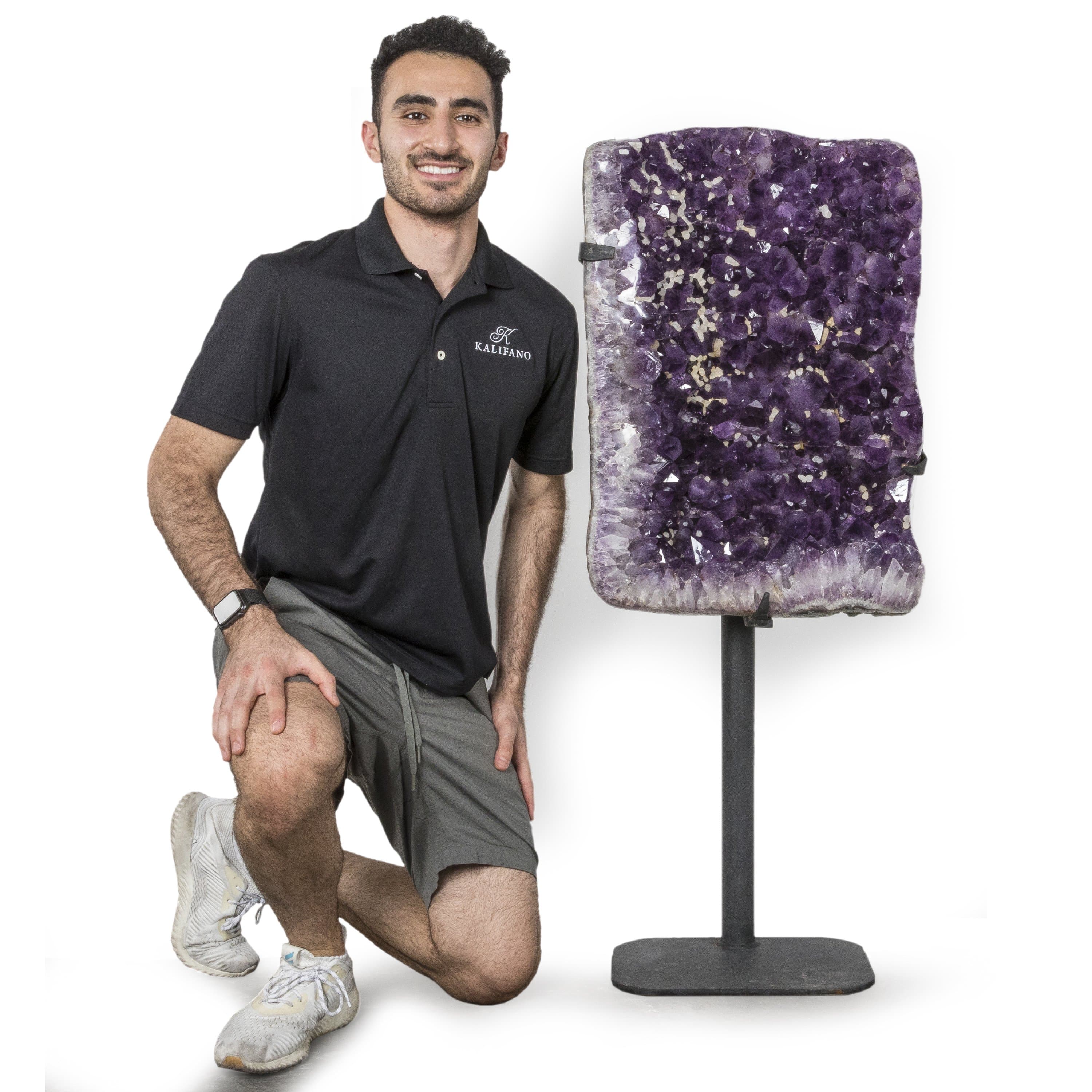 Kalifano Amethyst Natural Brazilian Amethyst Geode on Custom Stand - 47 in / 159 lbs BAG36000.001