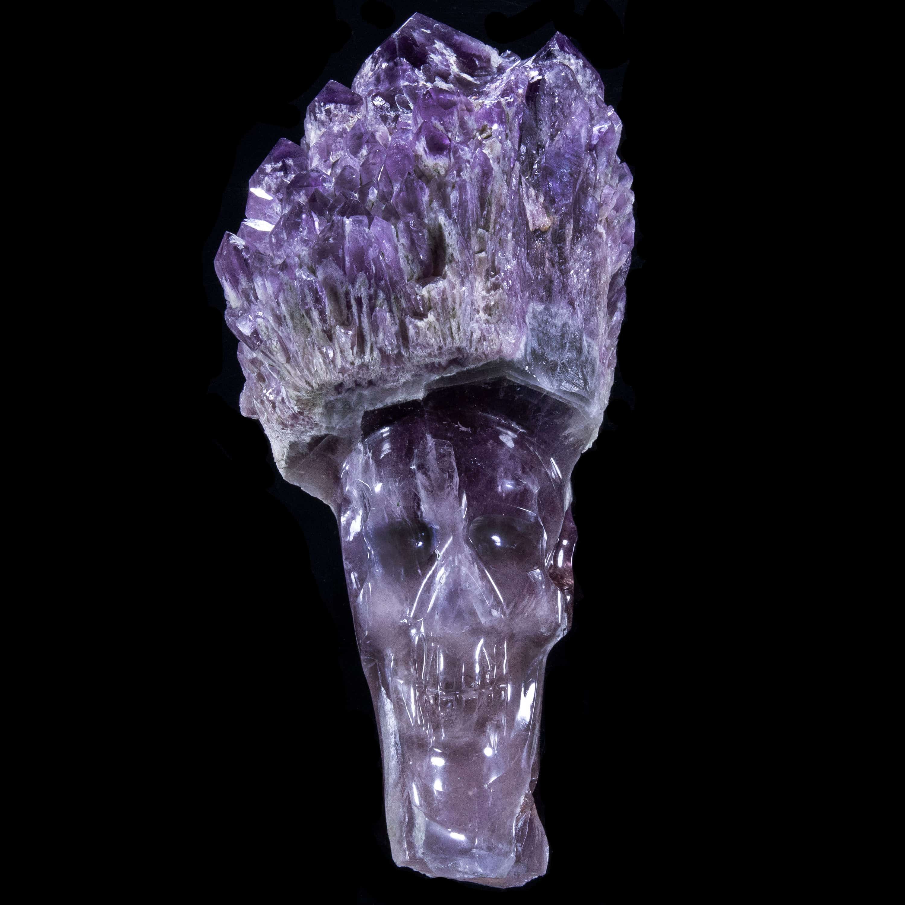 Kalifano Amethyst Natural Brazilian Elestial Amethyst Skull Carving - 11 in. / 10 lbs SK11200.001