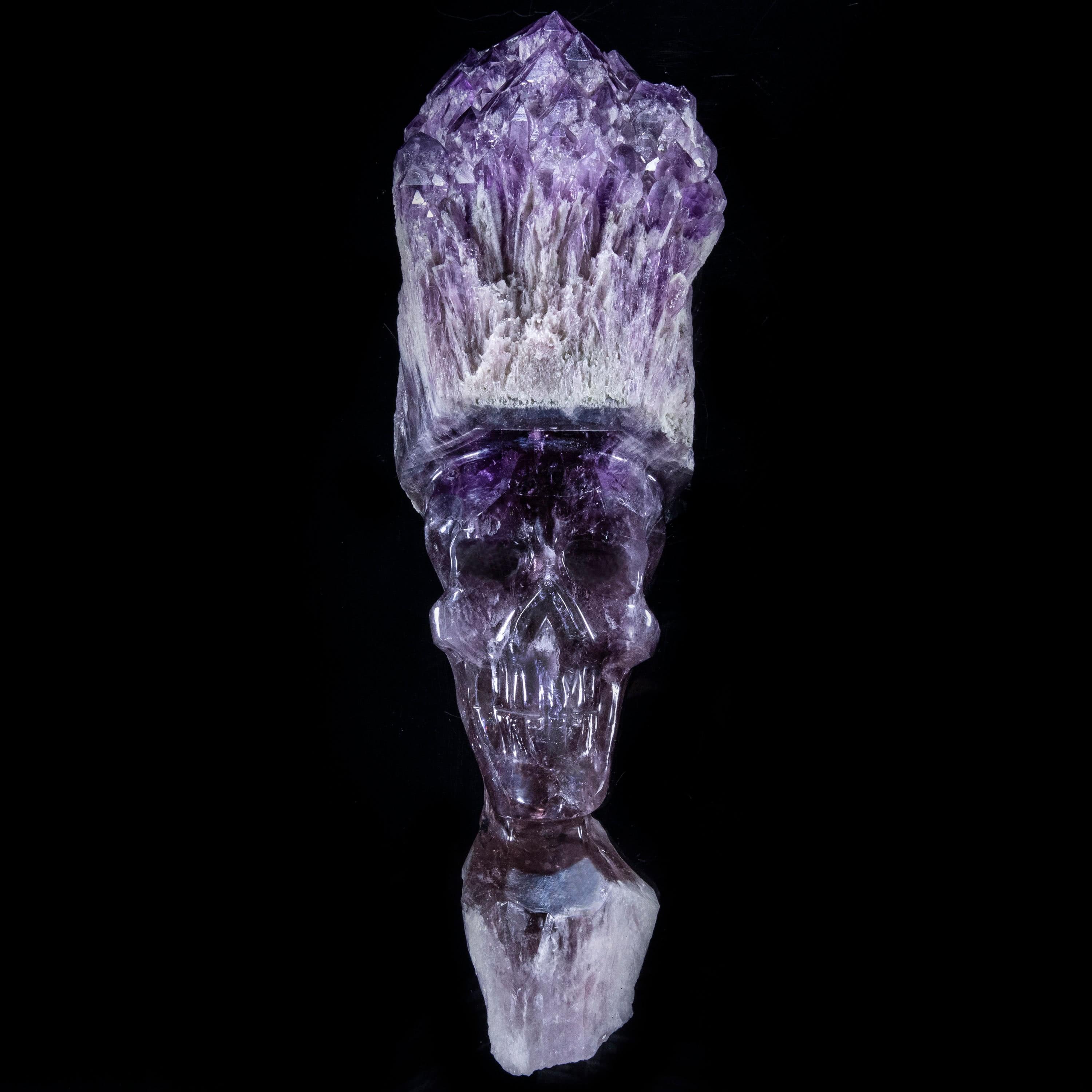 Kalifano Amethyst Natural Brazilian Elestial Amethyst Skull Carving - 14 in. / 11 lbs SK12000.004