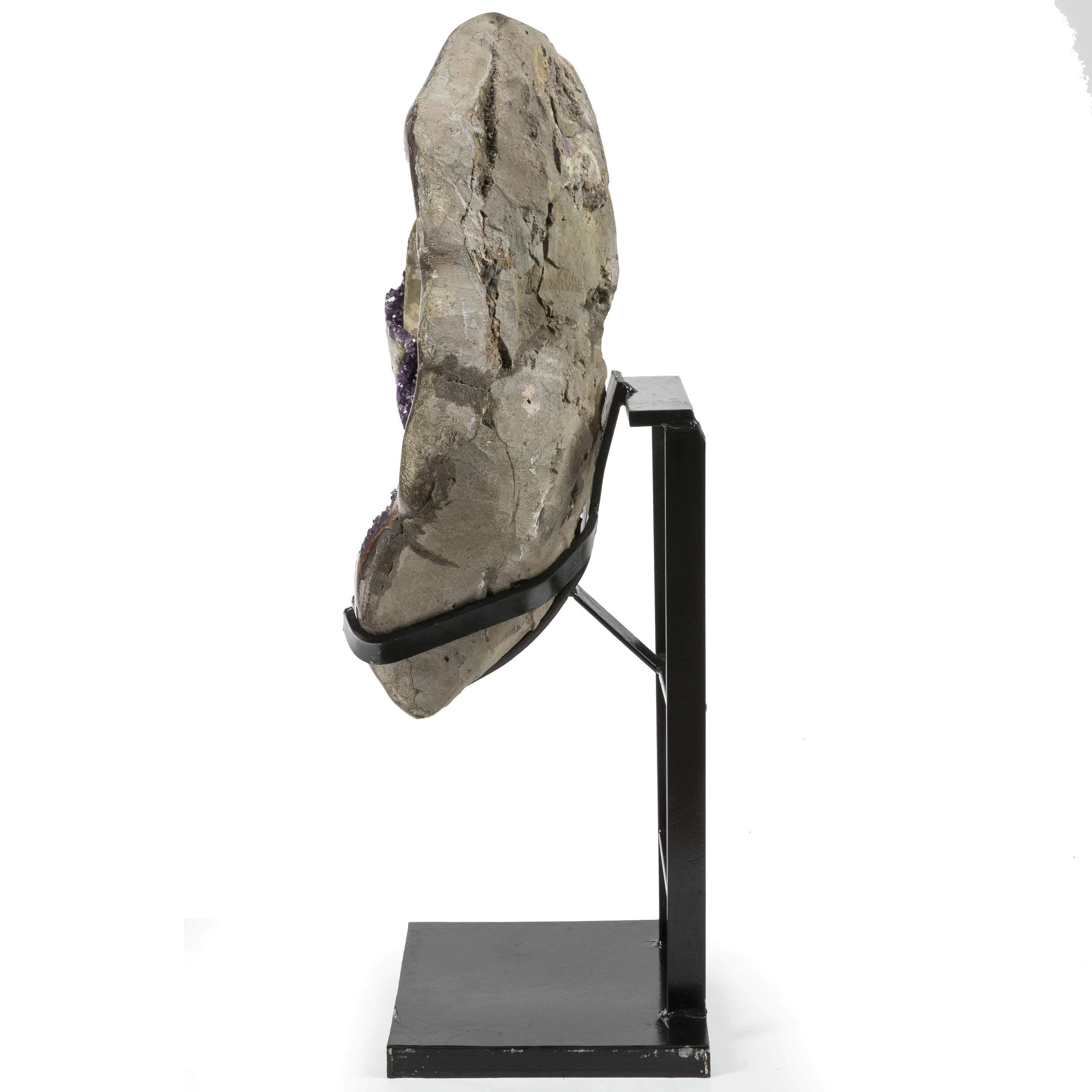 Kalifano Amethyst Natural Uruguayan Amethyst Geode with White Calcite on Custom Stand - 32 in / 37 kg UAG22000.001