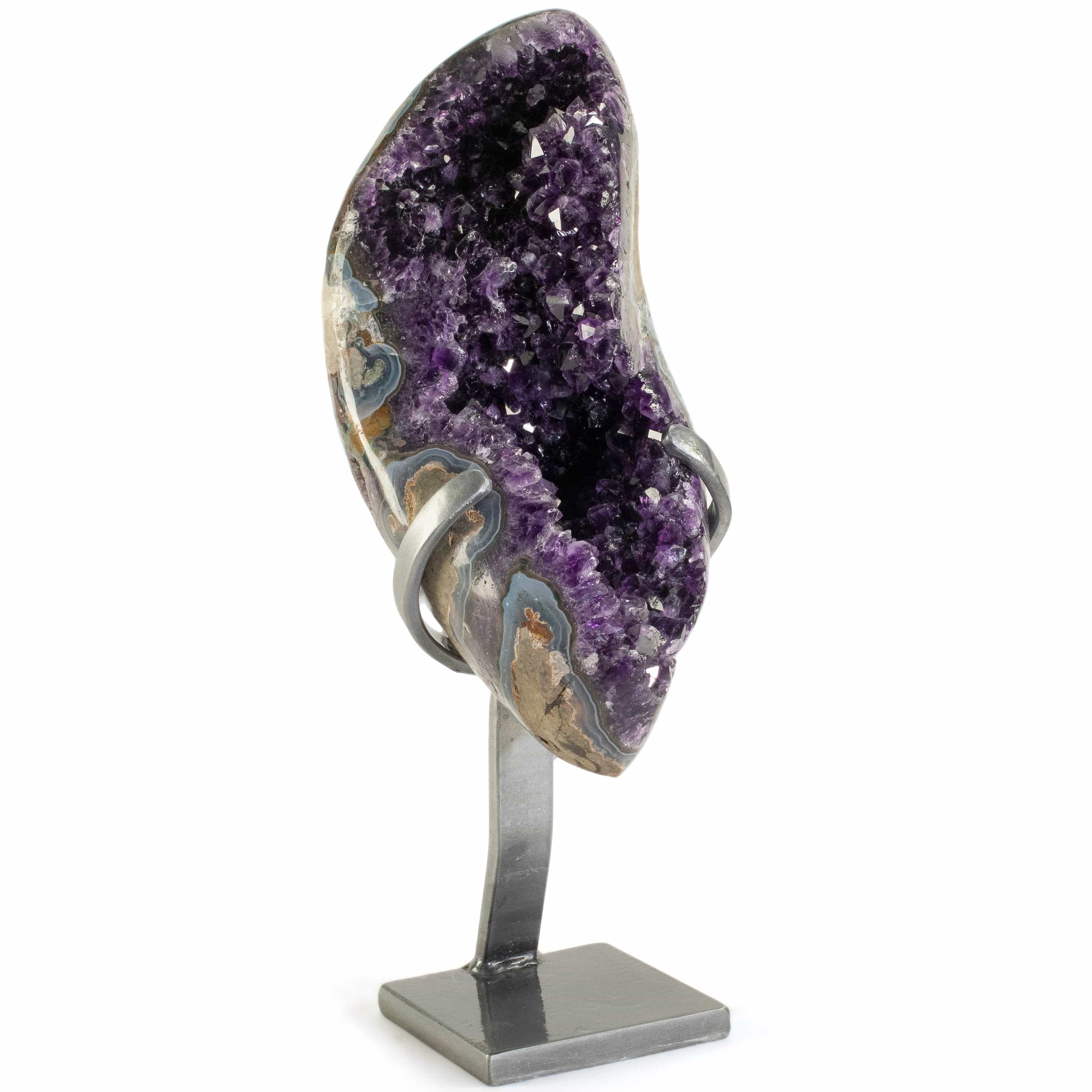 Kalifano Amethyst Uruguayan Amethyst Geode on Custom Stand - 12.1 lbs / 15 in. UAG5500.006