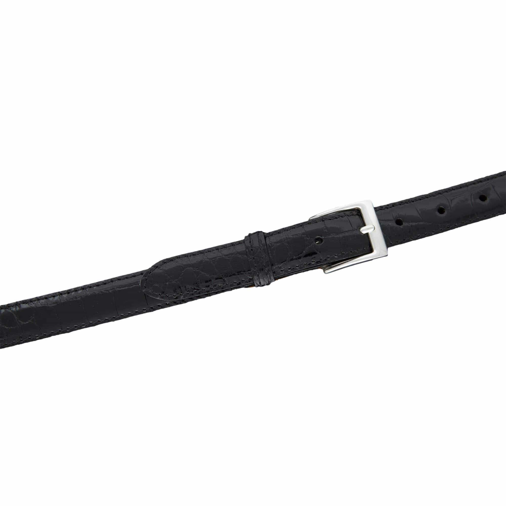 Kalifano Belts & Buckles KA25-BLK - KALIFANO American Alligator 25 mm Belt, Black KA25-BLK