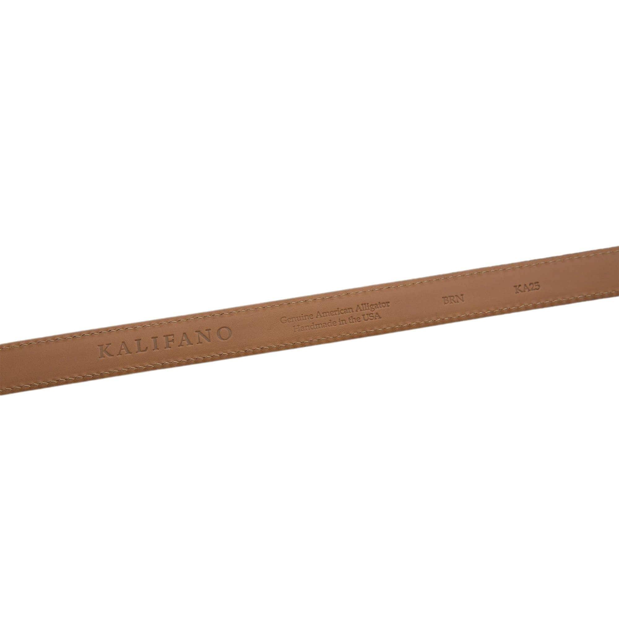 Kalifano Belts & Buckles KA25-BRN - KALIFANO American Alligator 25 mm Belt, Brown KA25-BRN