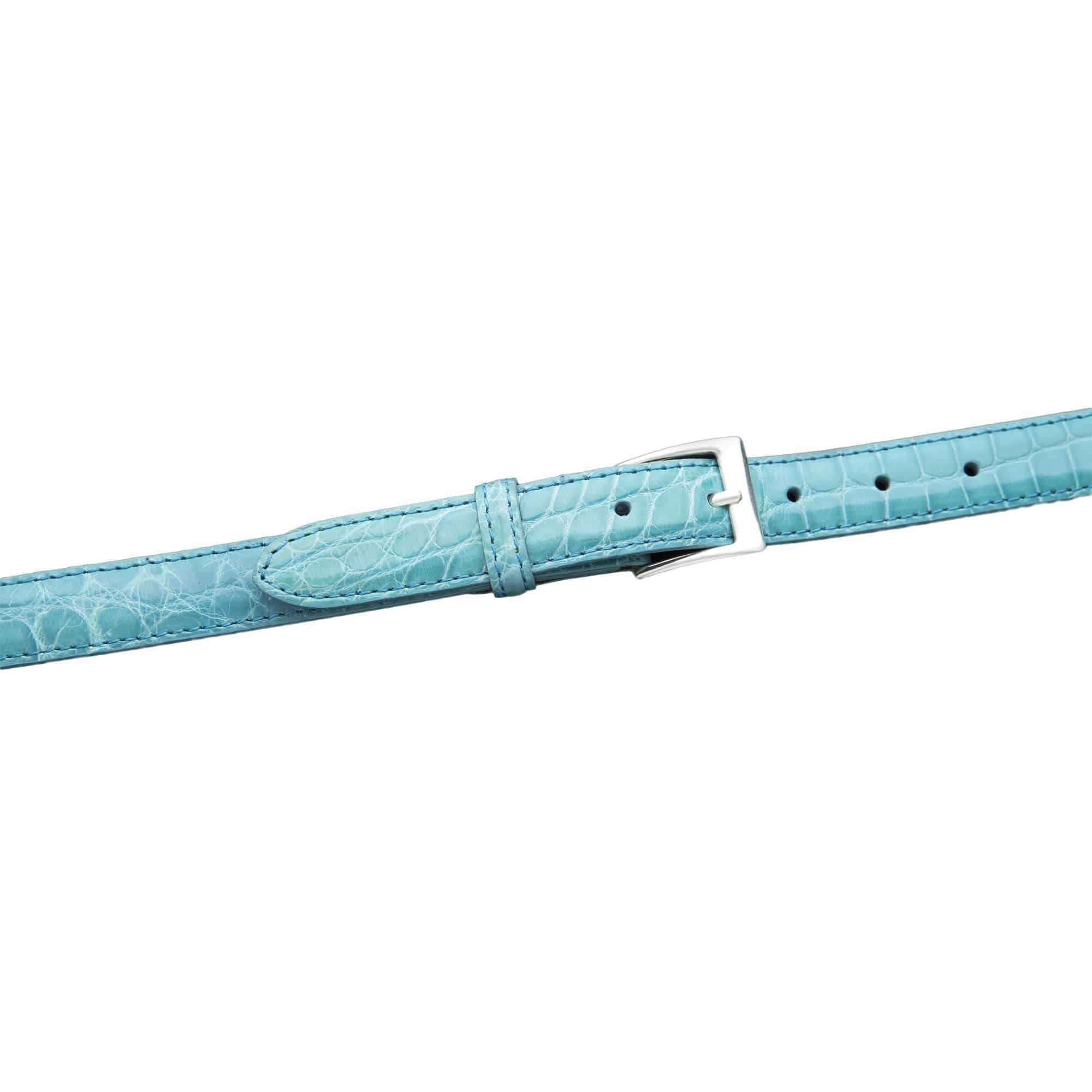Kalifano Belts & Buckles KA25-TIF - KALIFANO American Alligator 25 mm Belt, Tiffany Blue KA25-TIF