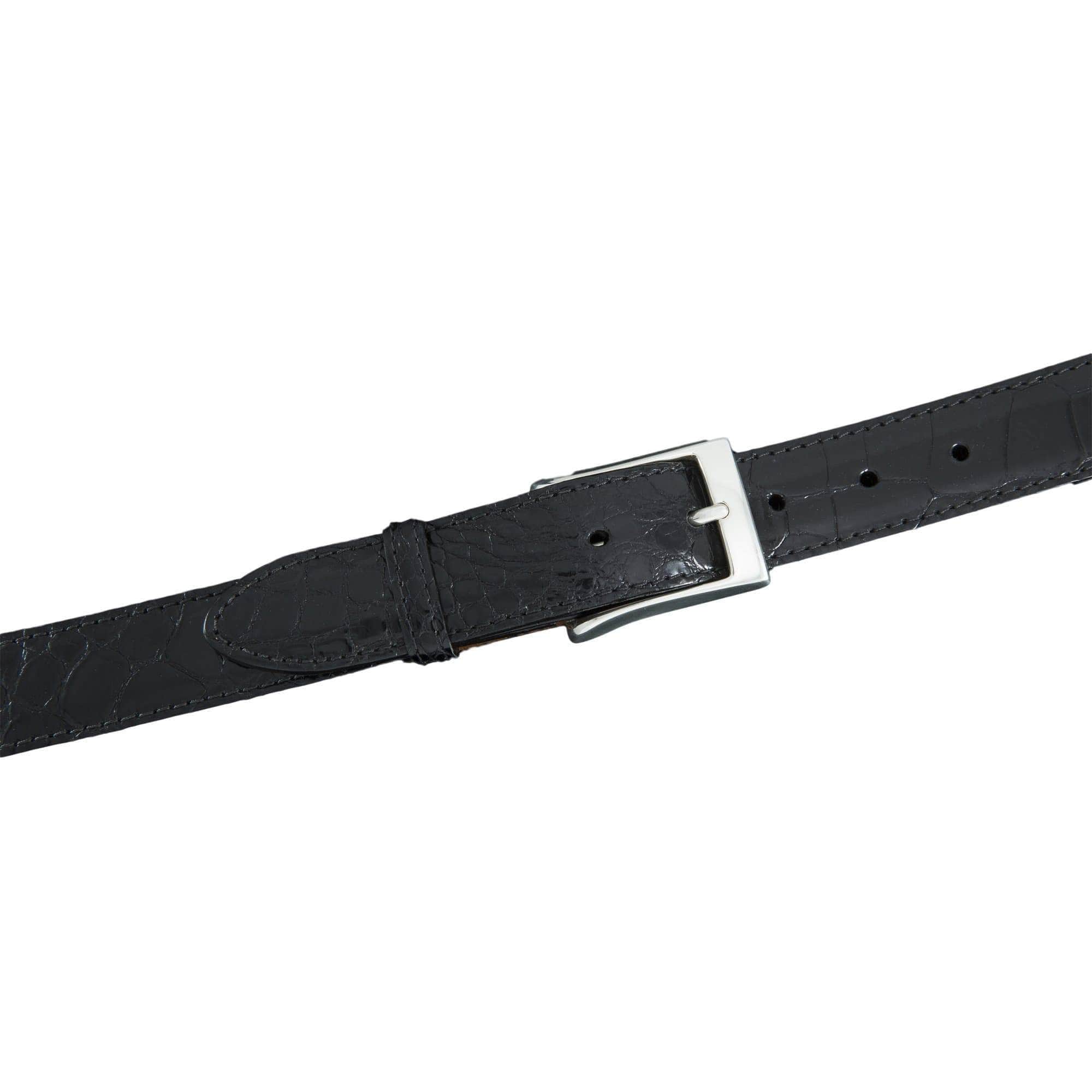 Kalifano Belts & Buckles KA32-BLK - KALIFANO American Alligator 32 mm Belt, Black KA32-BLK