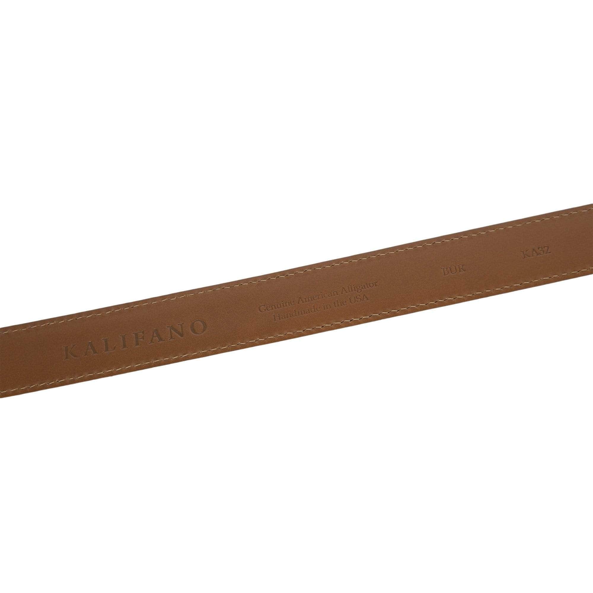 Kalifano Belts & Buckles KA32-BUR - KALIFANO American Alligator 32 mm Belt, Burgundy KA32-BUR