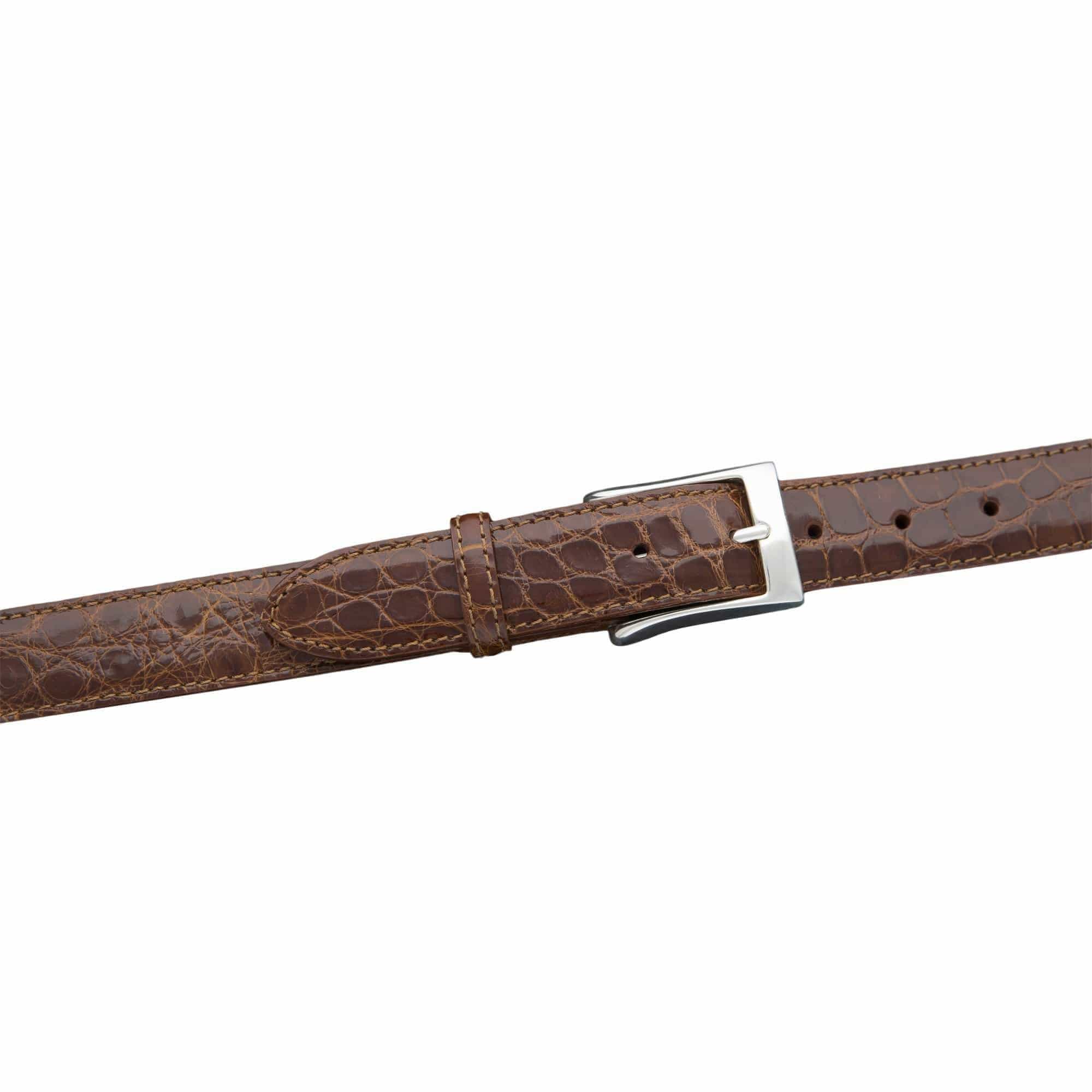 Kalifano Belts & Buckles KA32-COG - KALIFANO American Alligator 32 mm Belt, Cognac KA32-COG