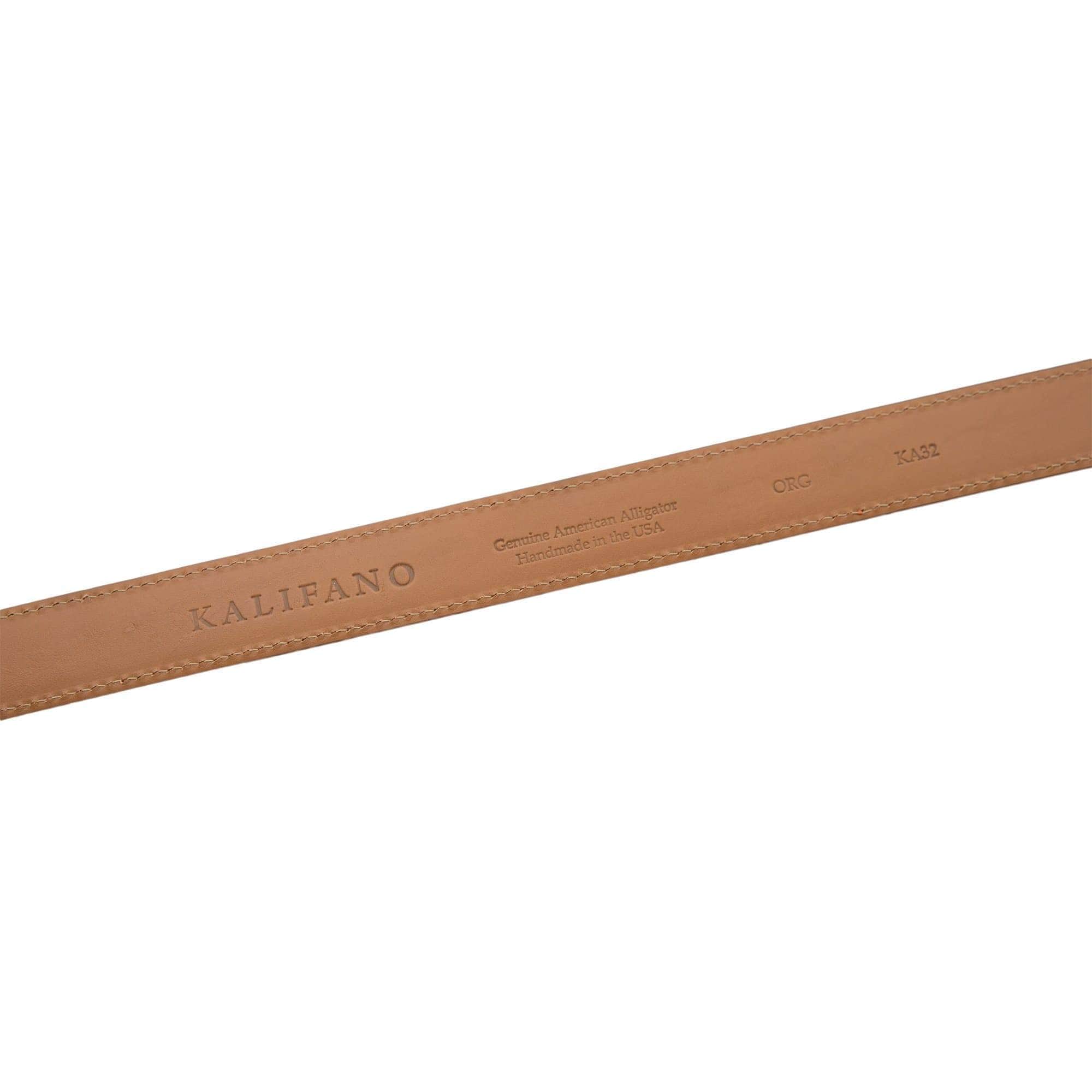 Kalifano Belts & Buckles KA32-ORG - KALIFANO American Alligator 32 mm Belt, Orange KA32-ORG