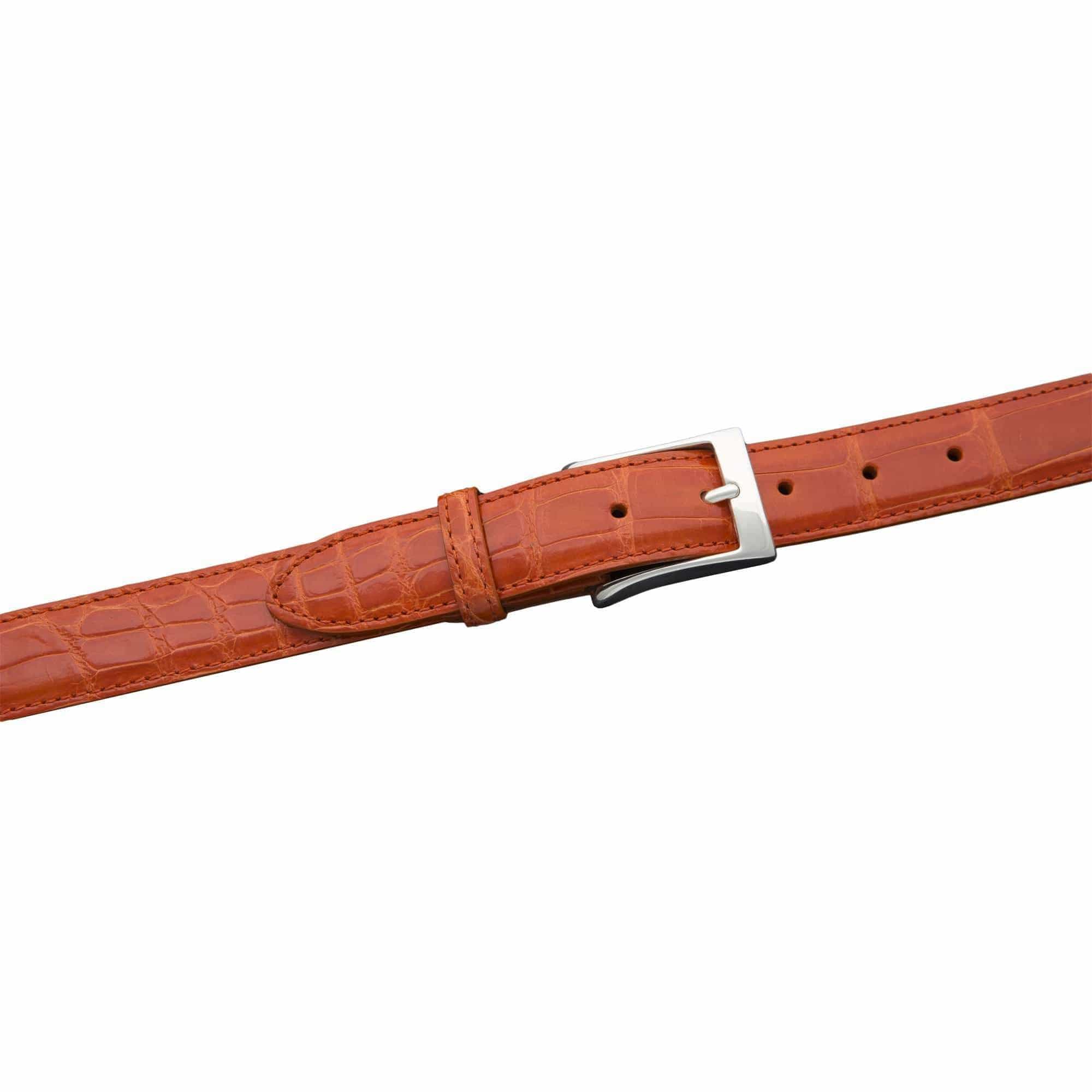 Kalifano Belts & Buckles KA32-ORG - KALIFANO American Alligator 32 mm Belt, Orange KA32-ORG