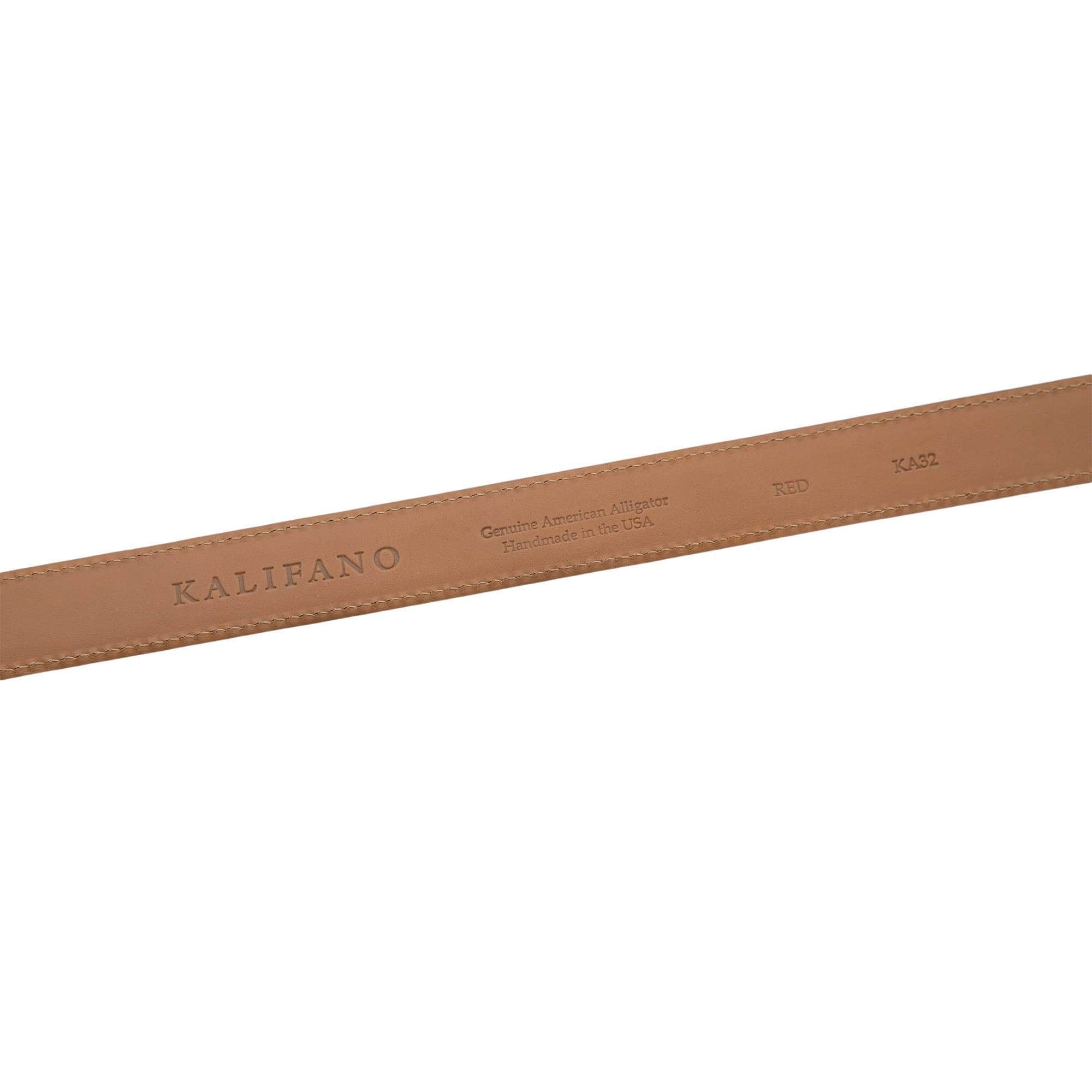 Kalifano Belts & Buckles KA32-RED - KALIFANO American Alligator 32 mm Belt, Red KA32-RED