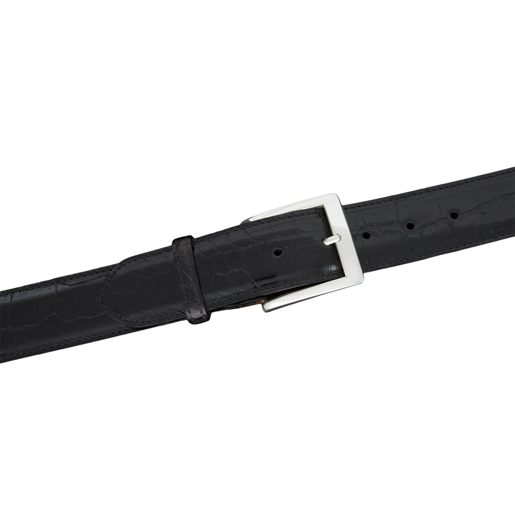 Kalifano Belts & Buckles KA40-BLK - KALIFANO American Alligator 40 mm Belt, Black KA40-BLK