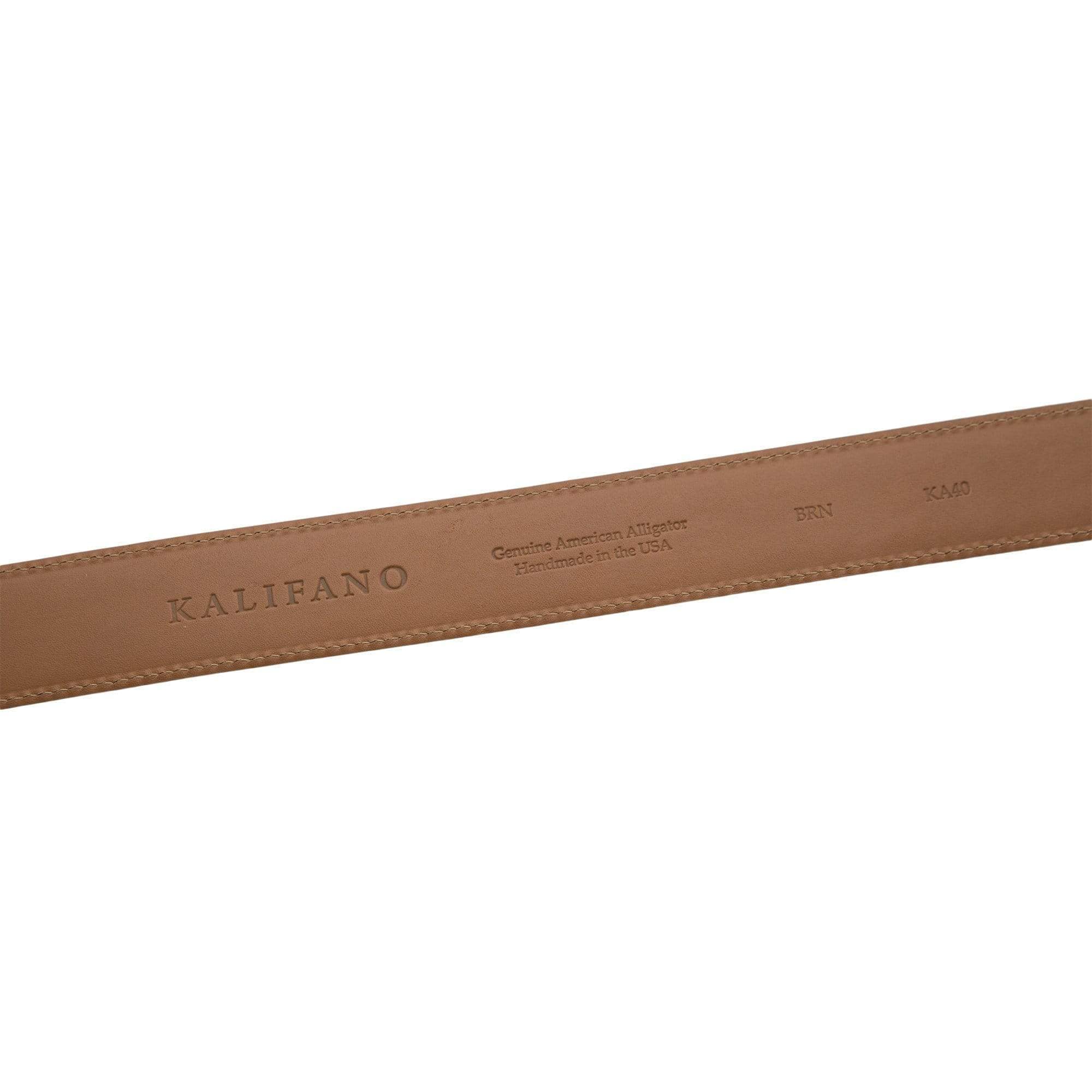 Kalifano Belts & Buckles KA40-BRN - KALIFANO American Alligator 40 mm Belt, Brown KA40-BRN