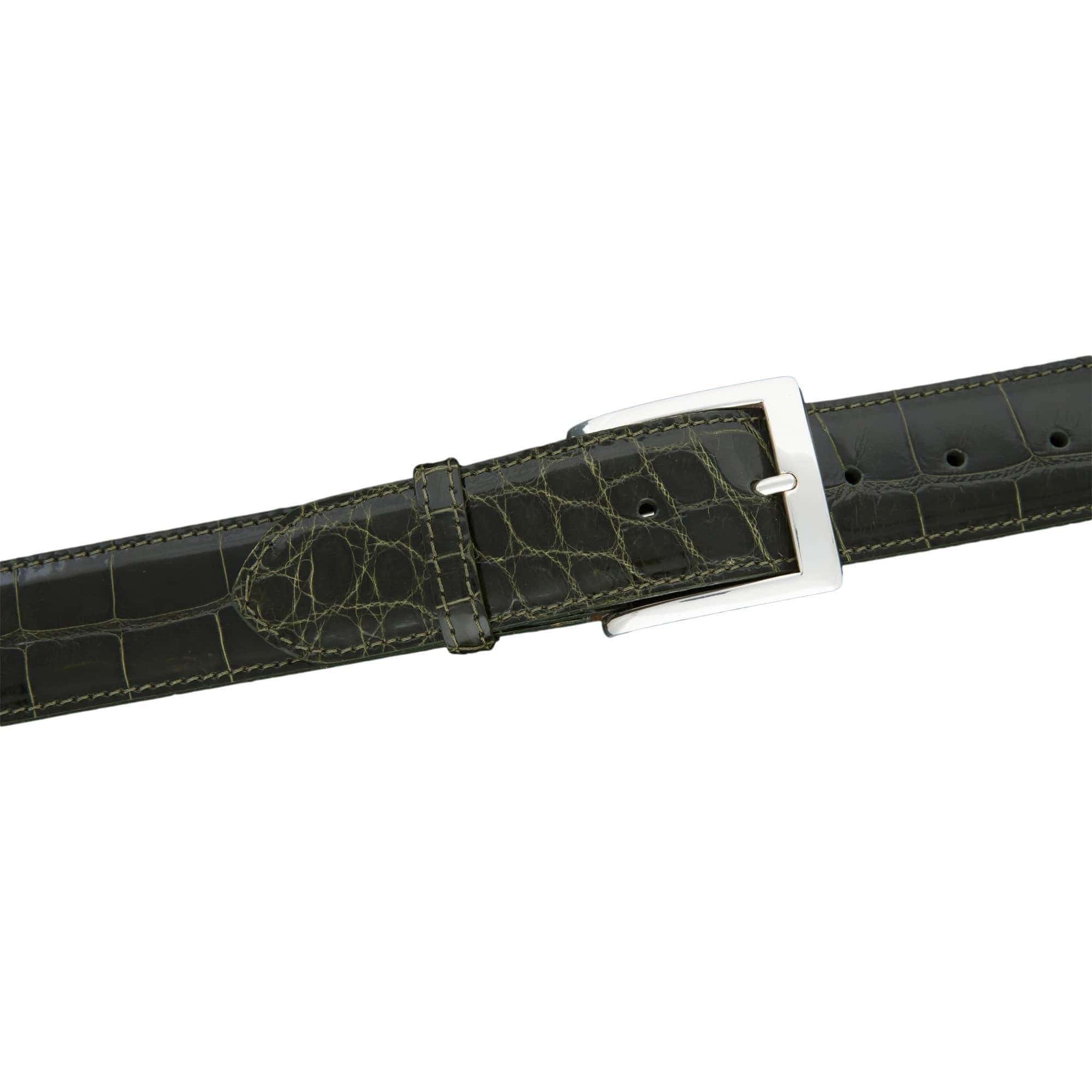 Kalifano Belts & Buckles KA40-OLV - KALIFANO American Alligator 40 mm Belt, Olive KA40-OLV