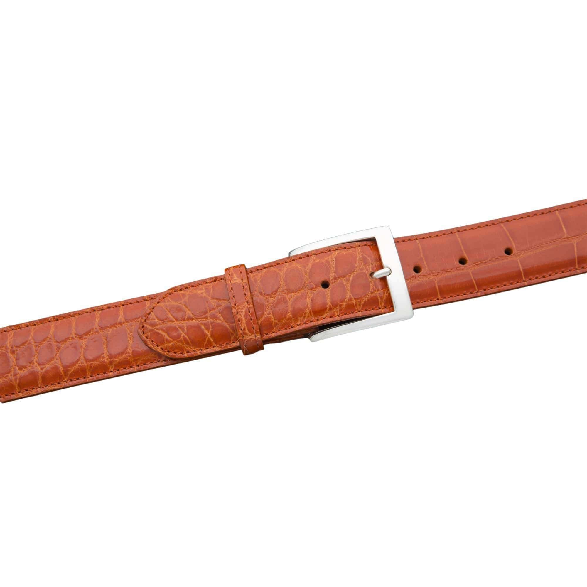 Kalifano Belts & Buckles KA40-ORG - KALIFANO American Alligator 40 mm Belt, Orange KA40-ORG