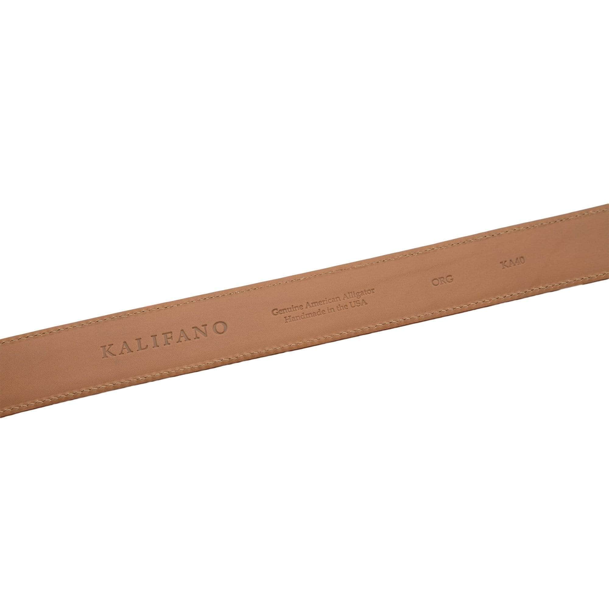 Kalifano Belts & Buckles KA40-ORG - KALIFANO American Alligator 40 mm Belt, Orange KA40-ORG