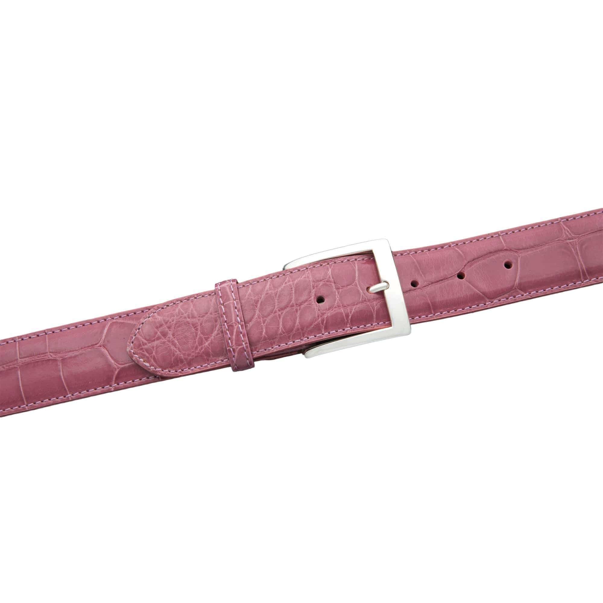 Kalifano Belts & Buckles KA40-PNK - KALIFANO American Alligator 40 mm Belt, Pink KA40-PNK