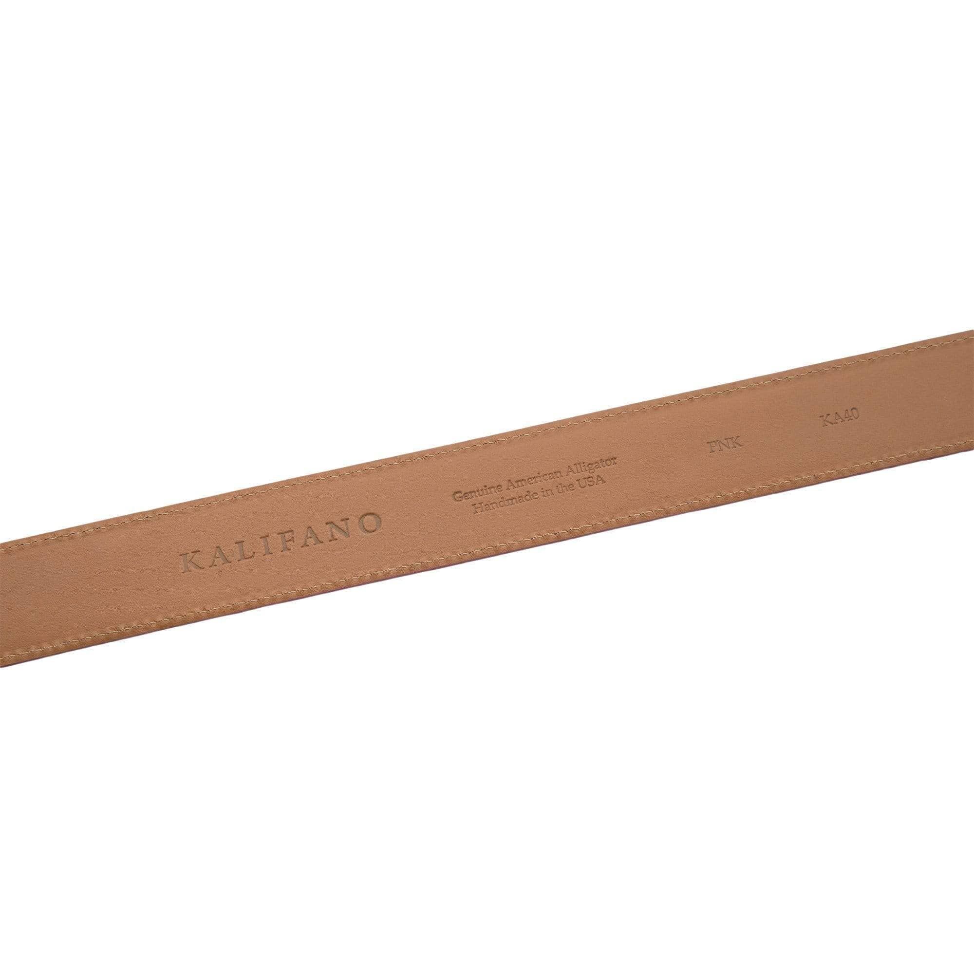 Kalifano Belts & Buckles KA40-PNK - KALIFANO American Alligator 40 mm Belt, Pink KA40-PNK