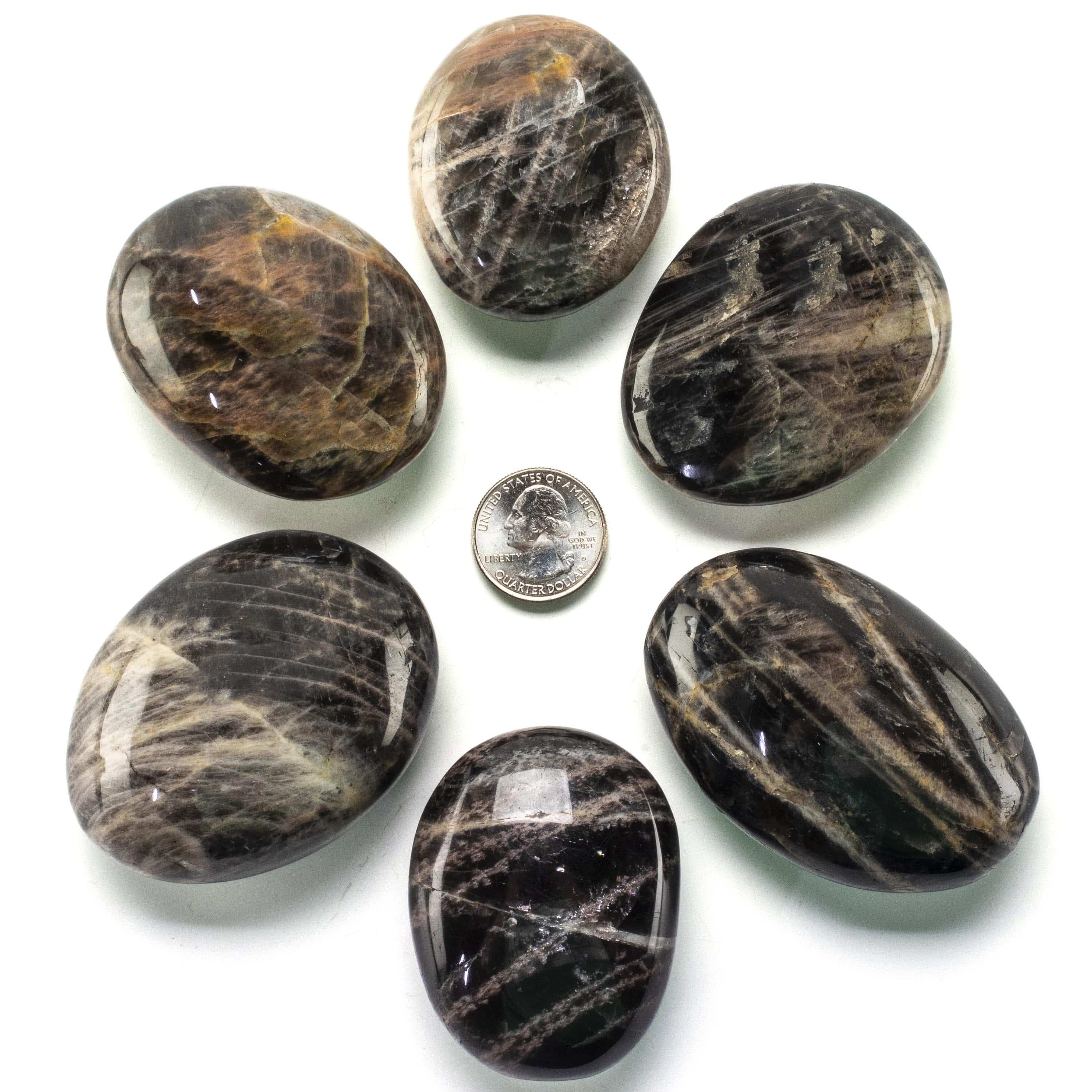 KALIFANO Black Moonstone Palm Stone PS60-BM