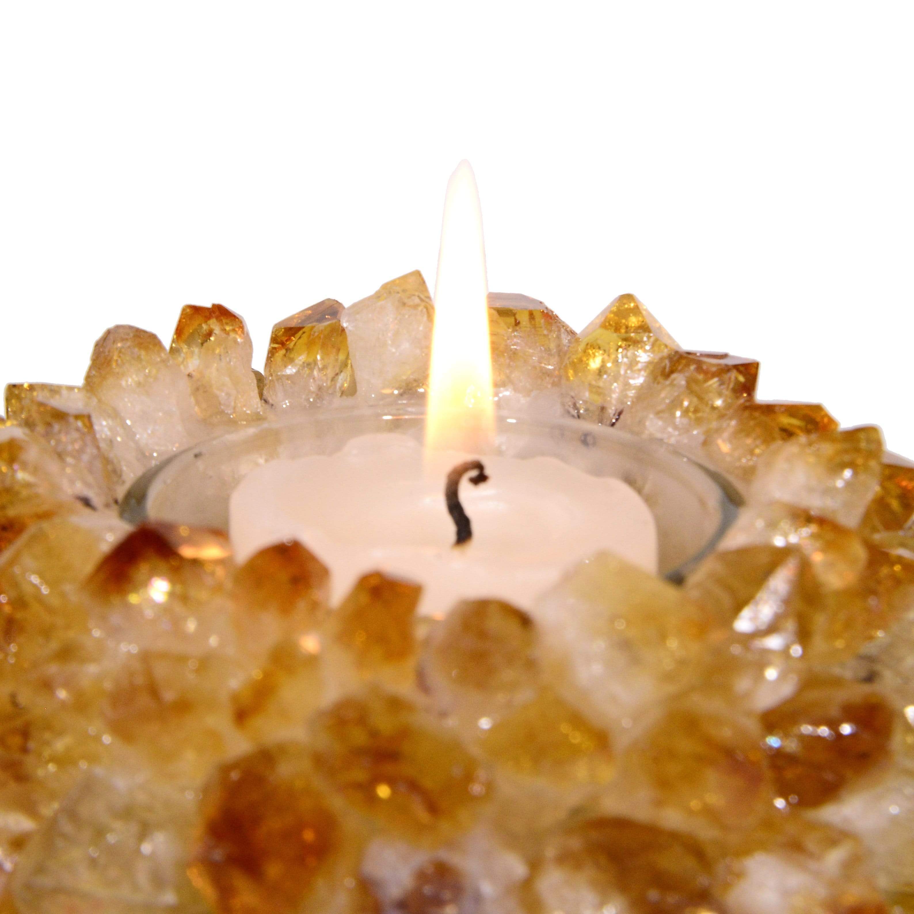 Kalifano Candle Holders Citrine Cluster Crystal Tealight Candle Holder GCH-09