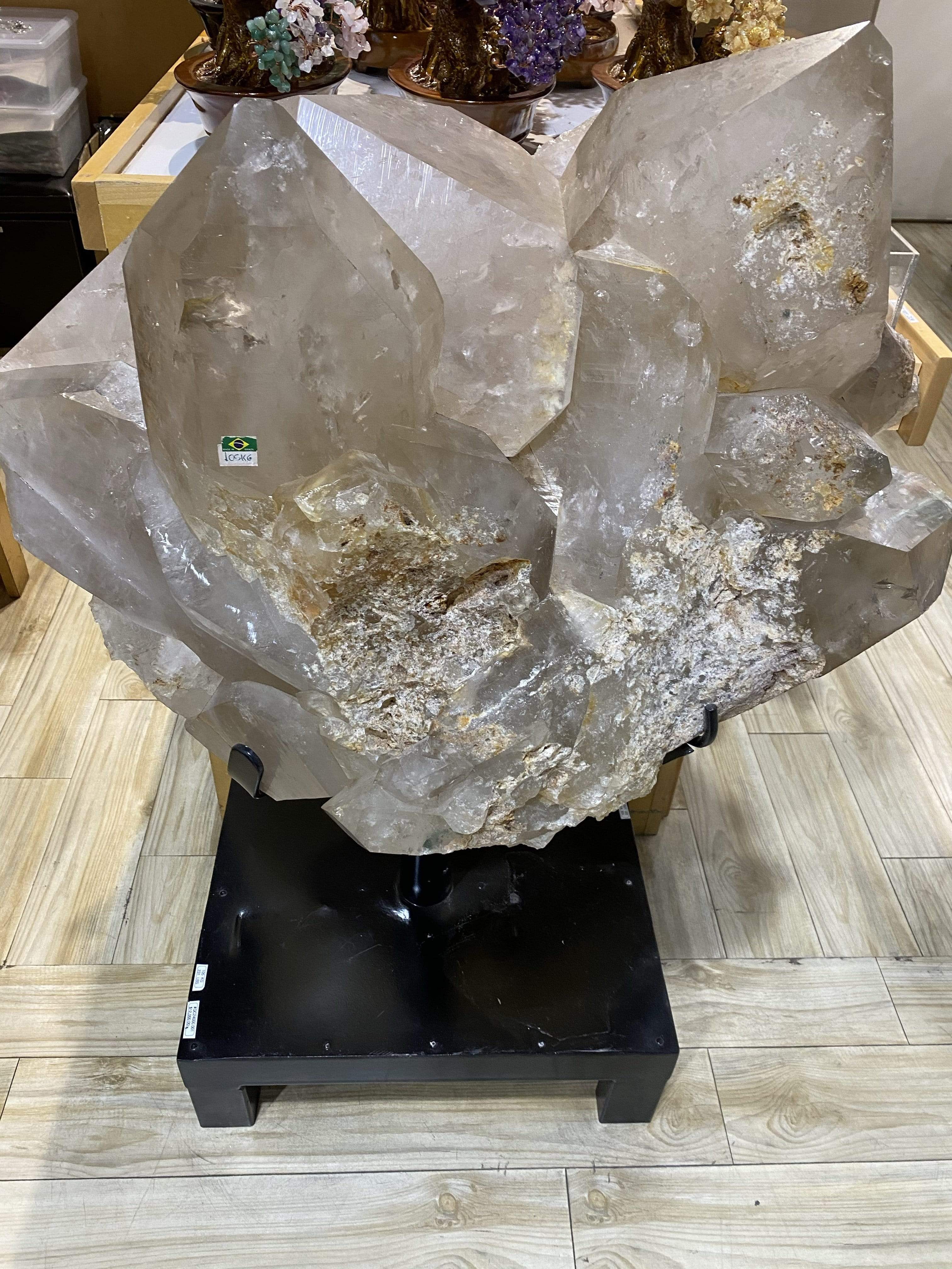 Kalifano Cluster Quartz QC24000.001 - Quartz Cluster - Brazil- 231lbs 105 kg - 42‚Äùx27‚Äù - Custom Base QC24000.001