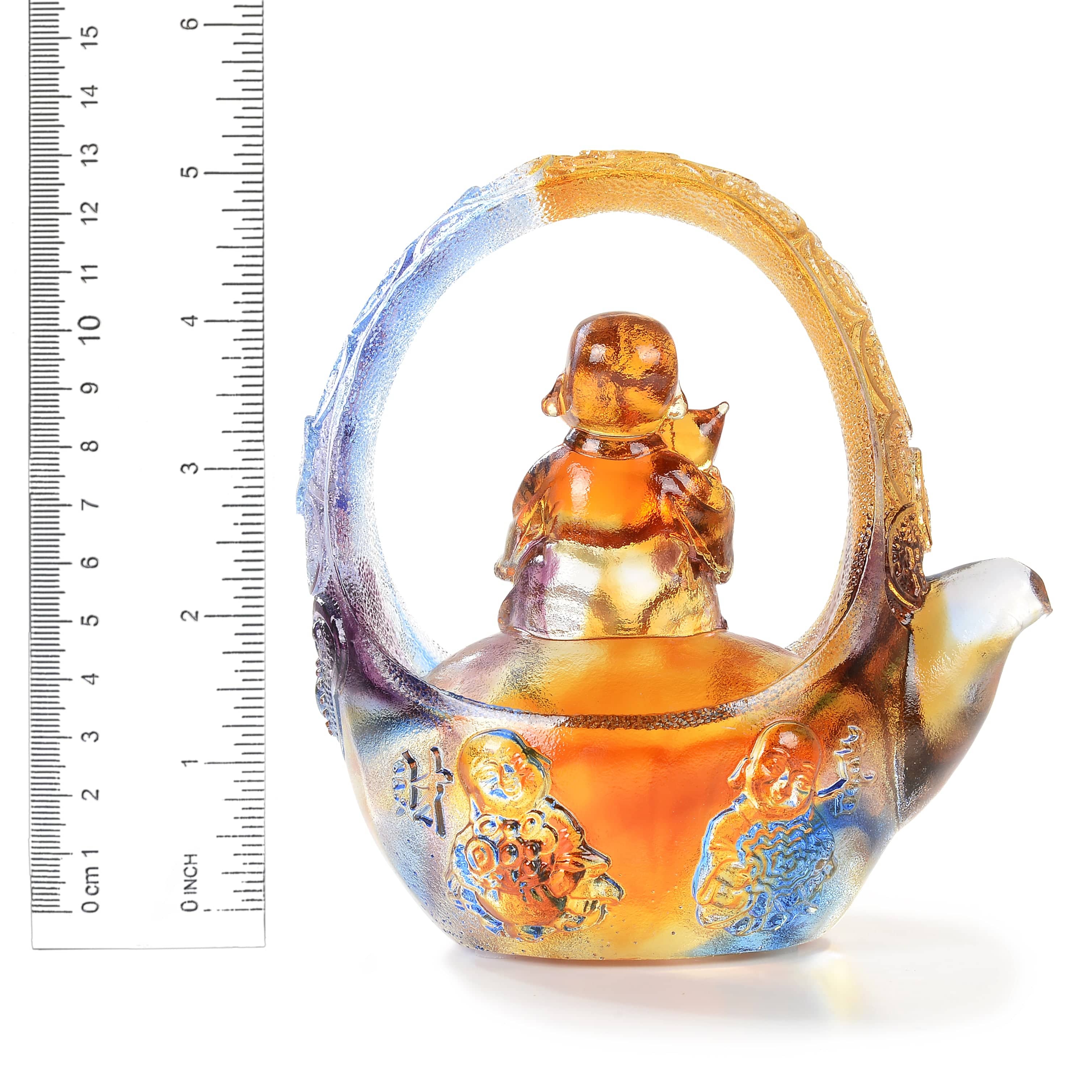 Kalifano Crystal Carving Serene Buddha in Teapot Crystal Carving - A Symbol of Enlightenment and Inner Peace CR330-BT