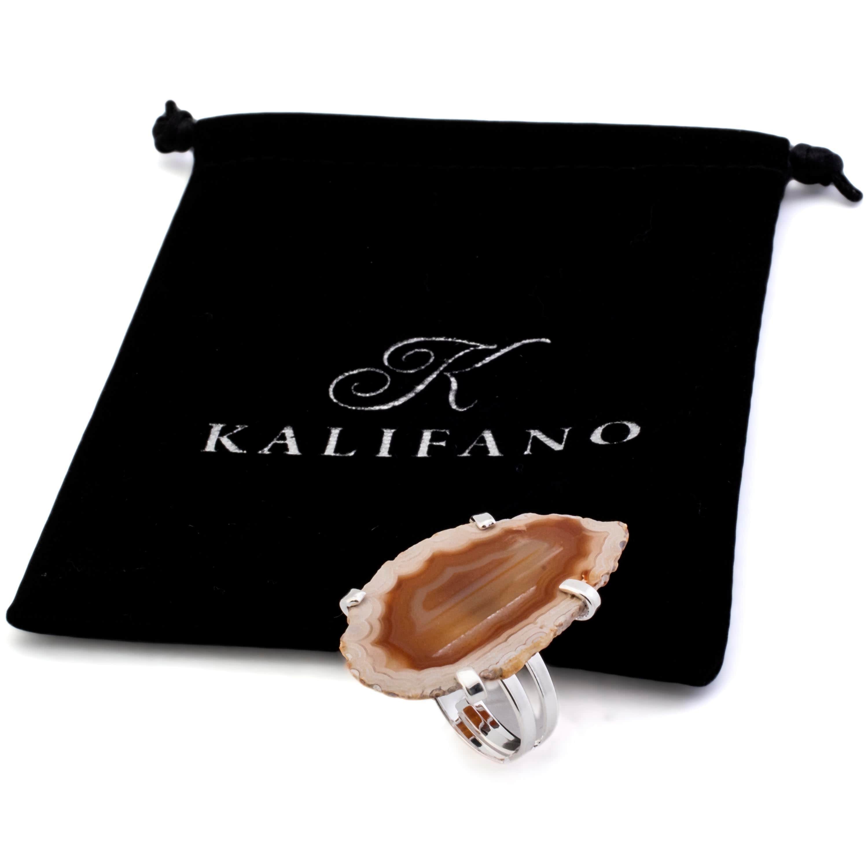 Kalifano Crystal Jewelry Agate Slice Adjustable Ring CJR-501-AG