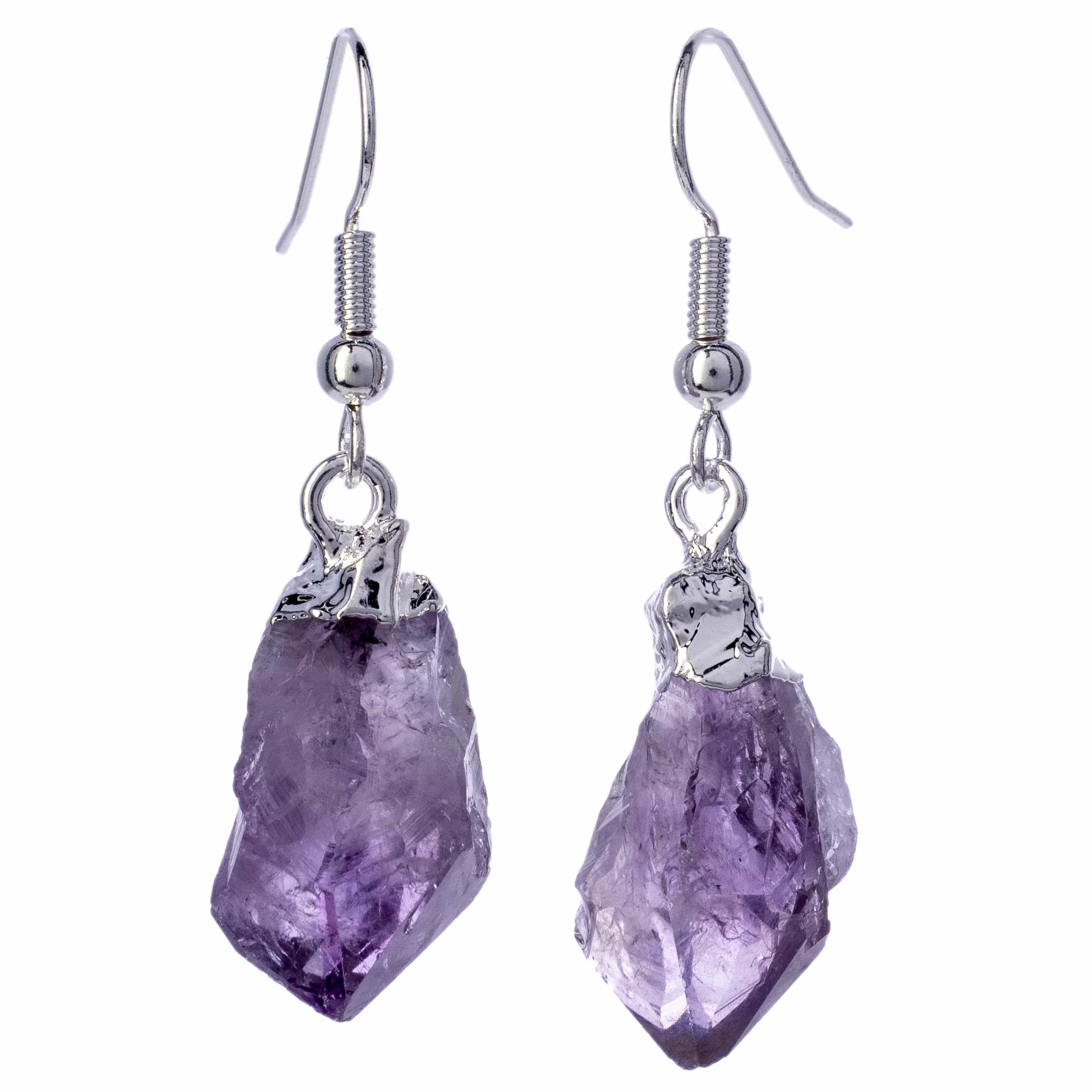 Kalifano Crystal Jewelry Amethyst Crystal Point Earrings CJE-1501-AM