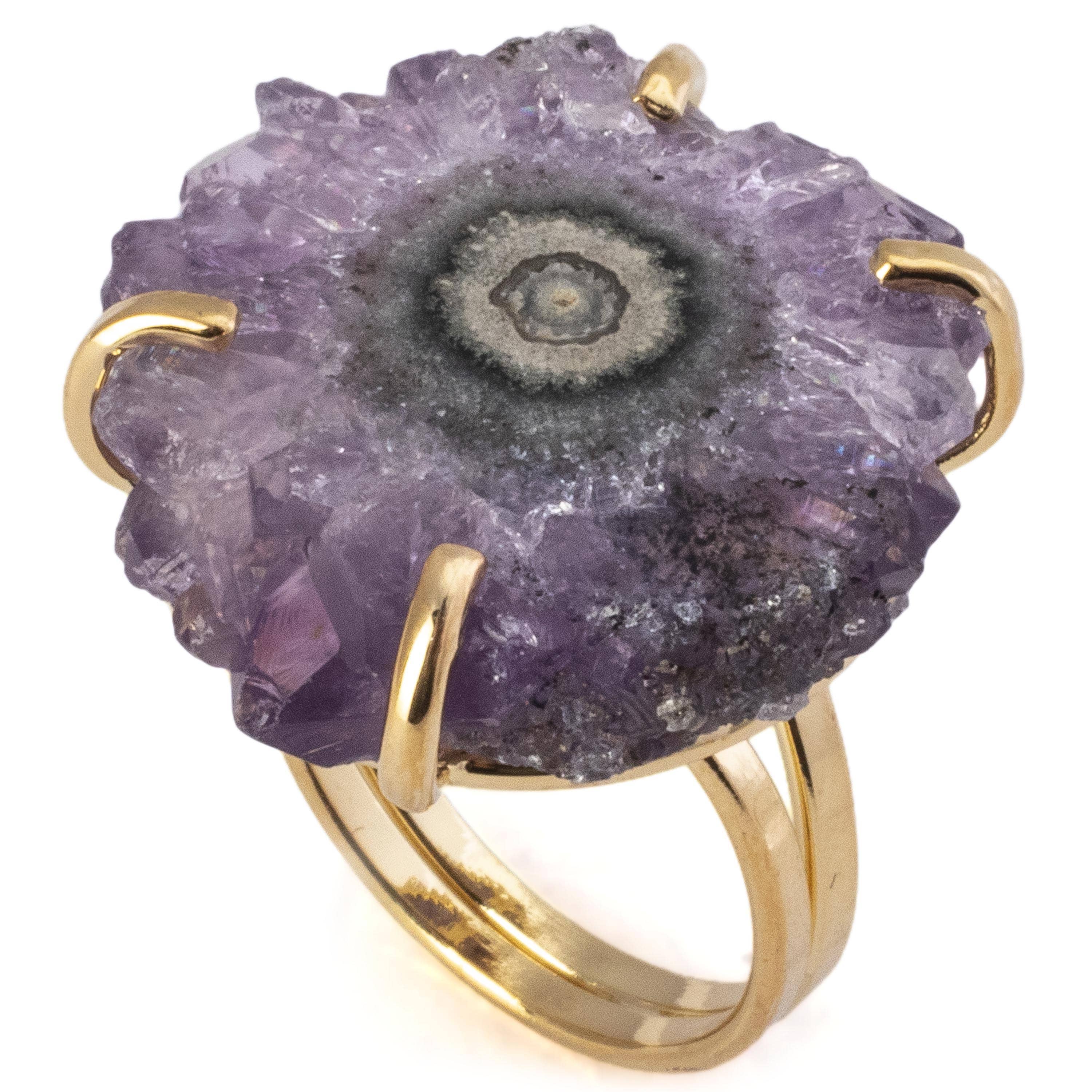 Kalifano Crystal Jewelry Amethyst Stalachtite Ring CJR-516-AS