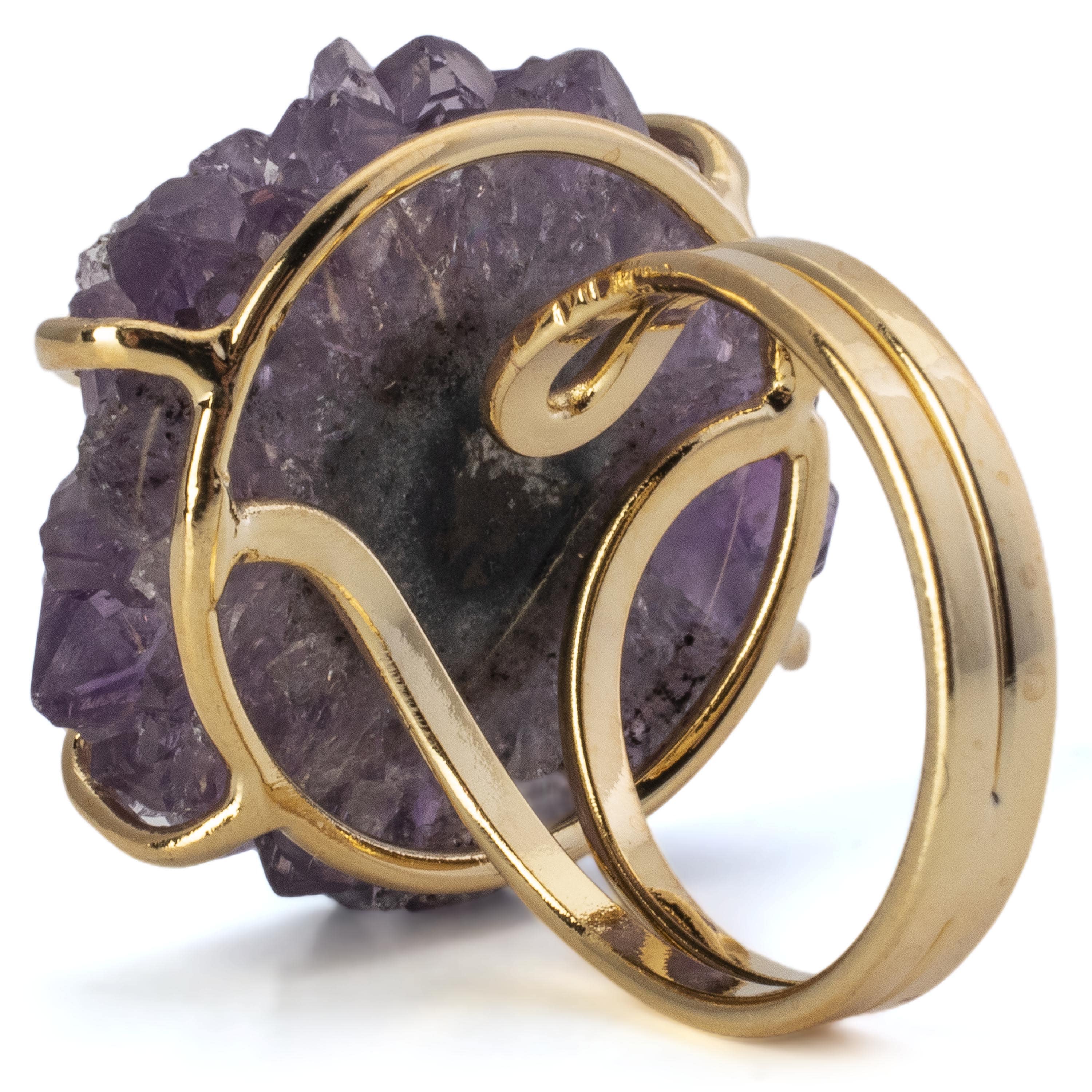 Kalifano Crystal Jewelry Amethyst Stalachtite Ring CJR-516-AS