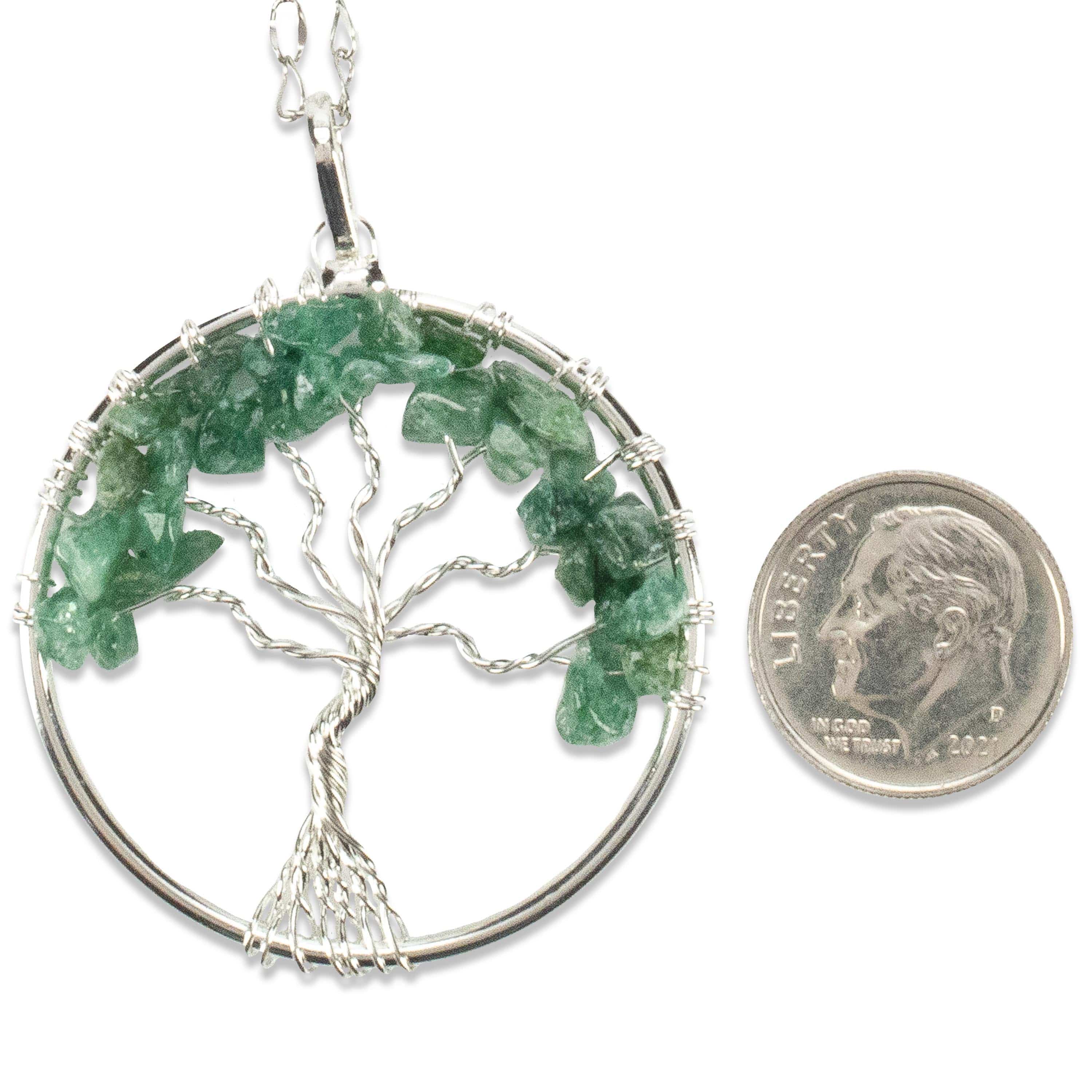 Kalifano Crystal Jewelry Aventurine Chakra Gemstone Tree of Life Necklace & Stainless Steel Chain CJCN20-AV