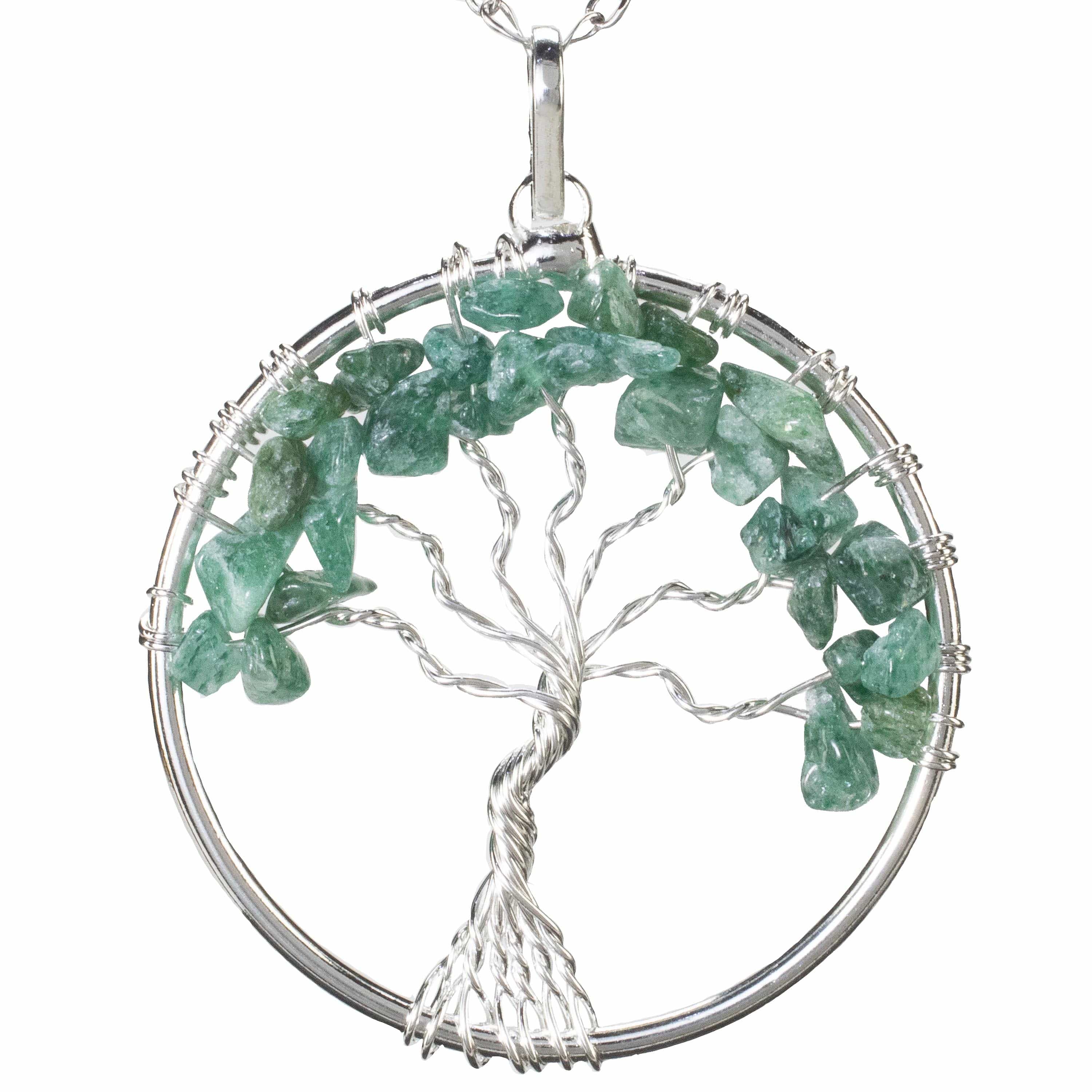 Kalifano Crystal Jewelry Aventurine Chakra Gemstone Tree of Life Necklace & Stainless Steel Chain CJCN20-AV