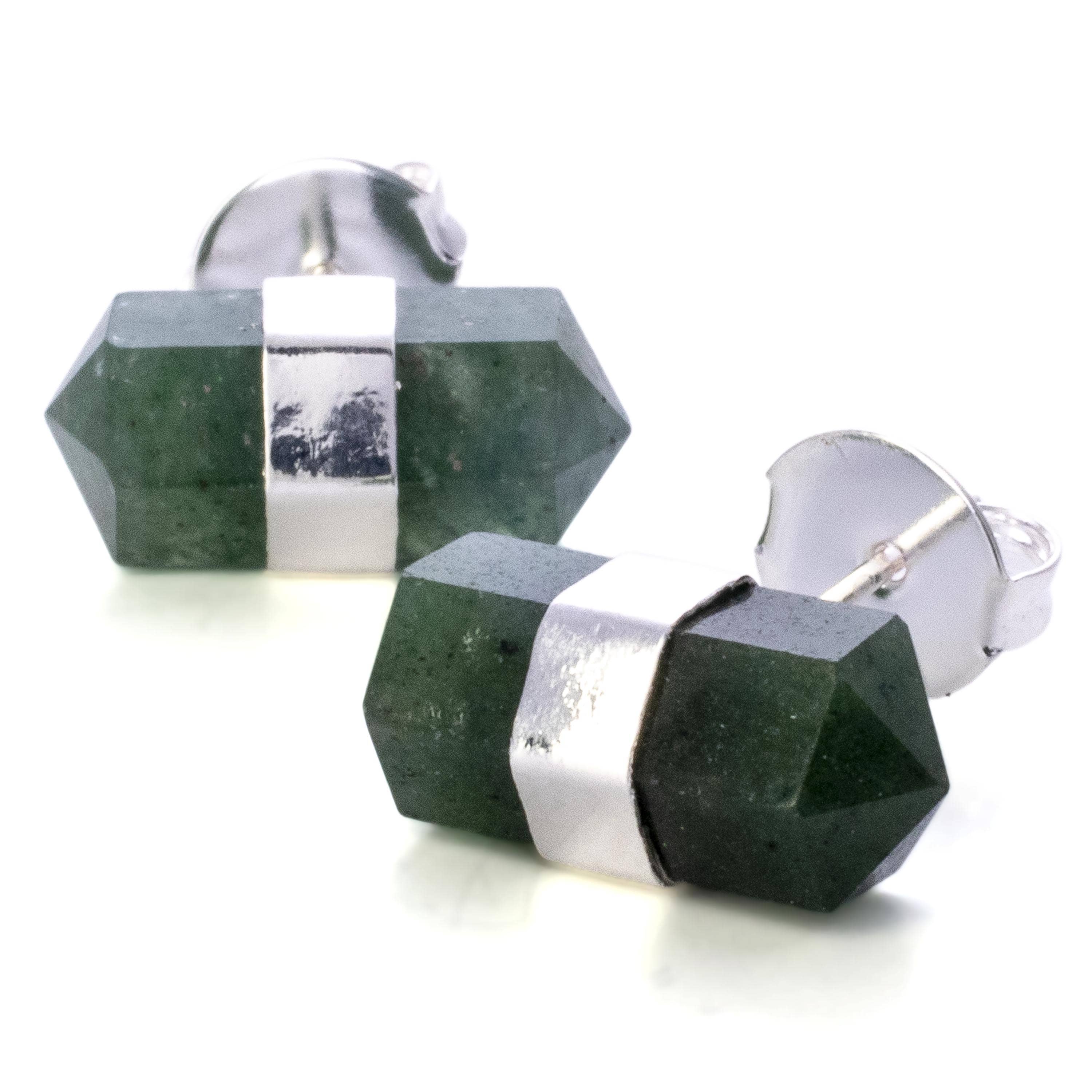 Kalifano Crystal Jewelry Aventurine Stud Earrings CJE-1516-AV