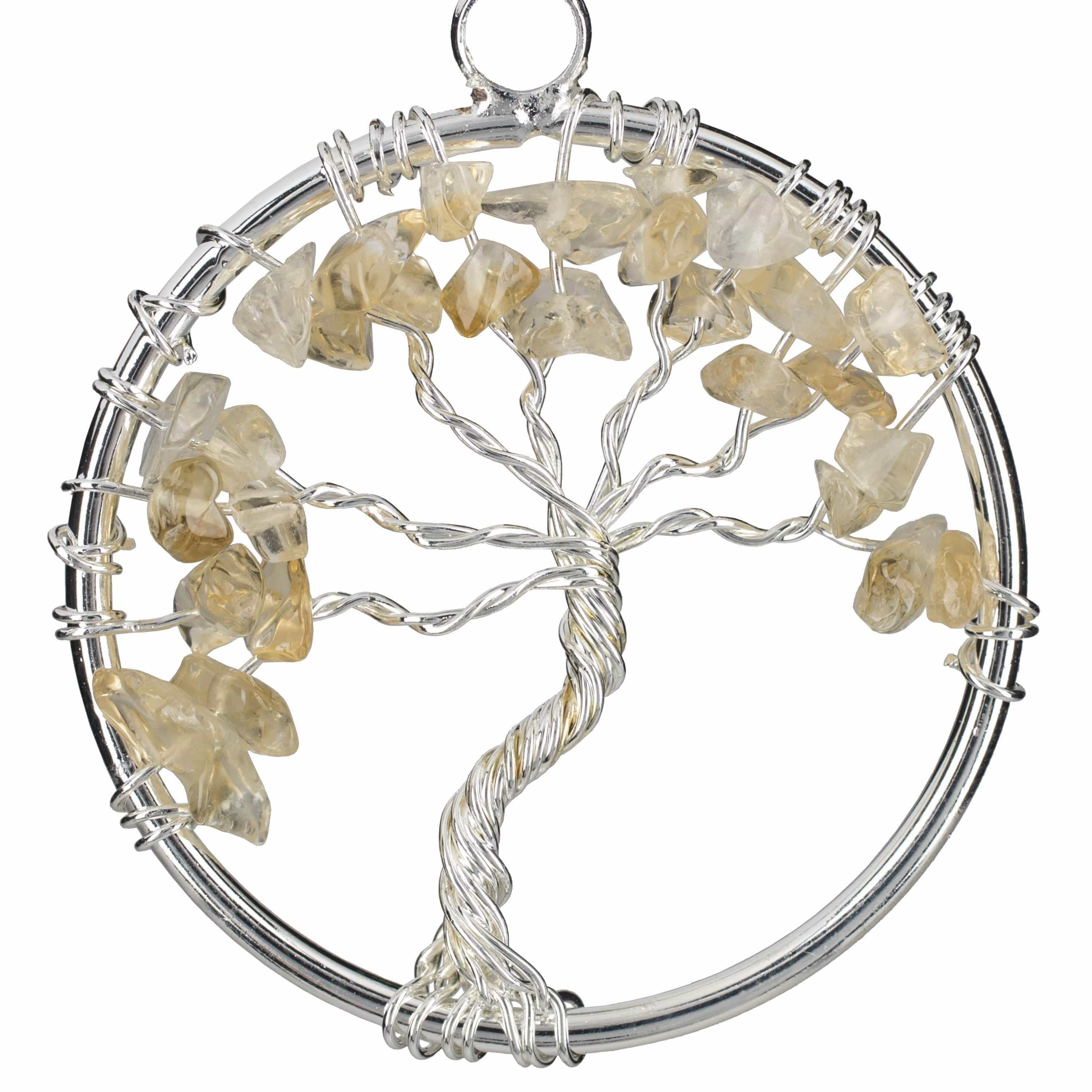 Kalifano Crystal Jewelry Citrine Chakra Gemstone Tree of Life Necklace & Stainless Steel Chain CJCN20-CT