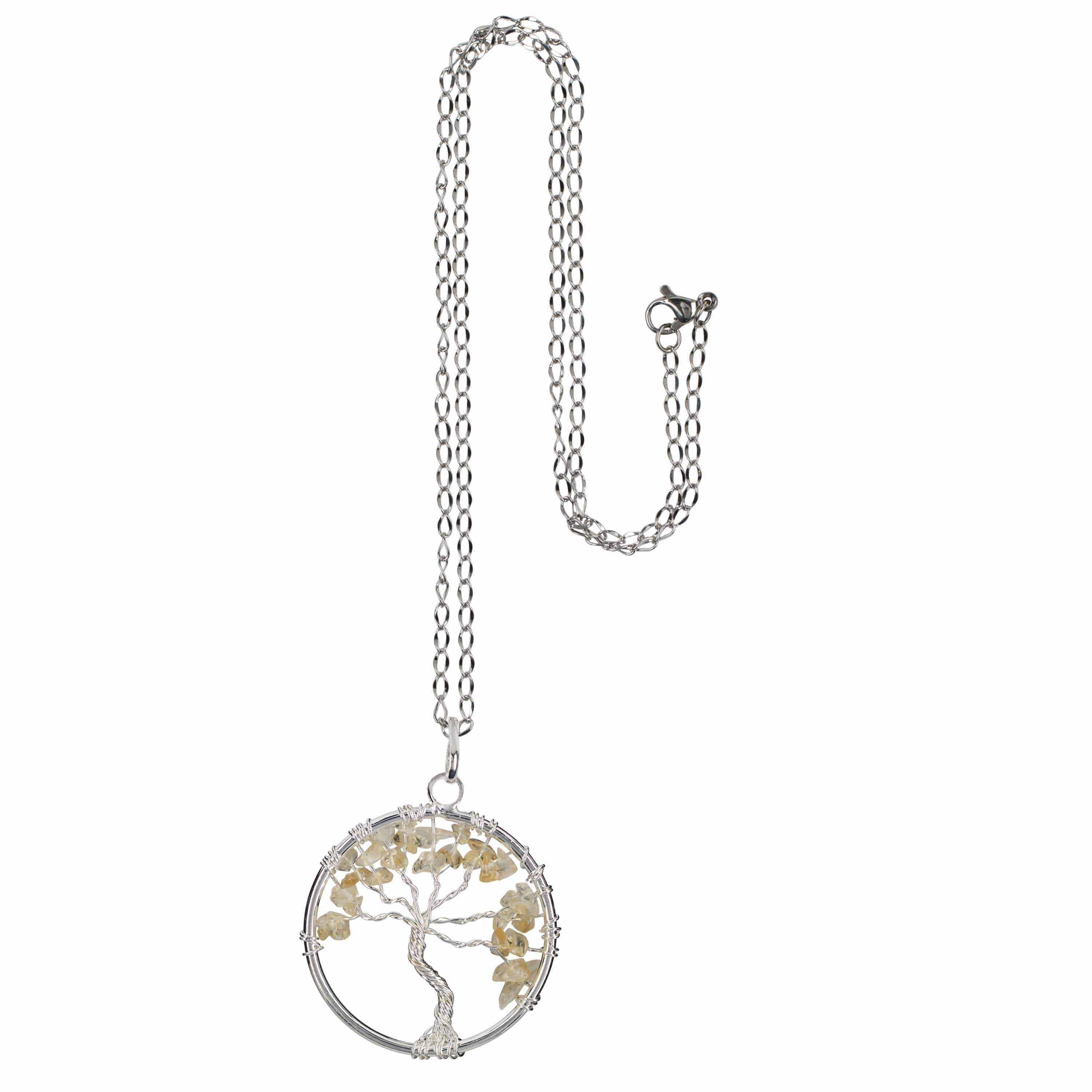 Kalifano Crystal Jewelry Citrine Chakra Gemstone Tree of Life Necklace & Stainless Steel Chain CJCN20-CT