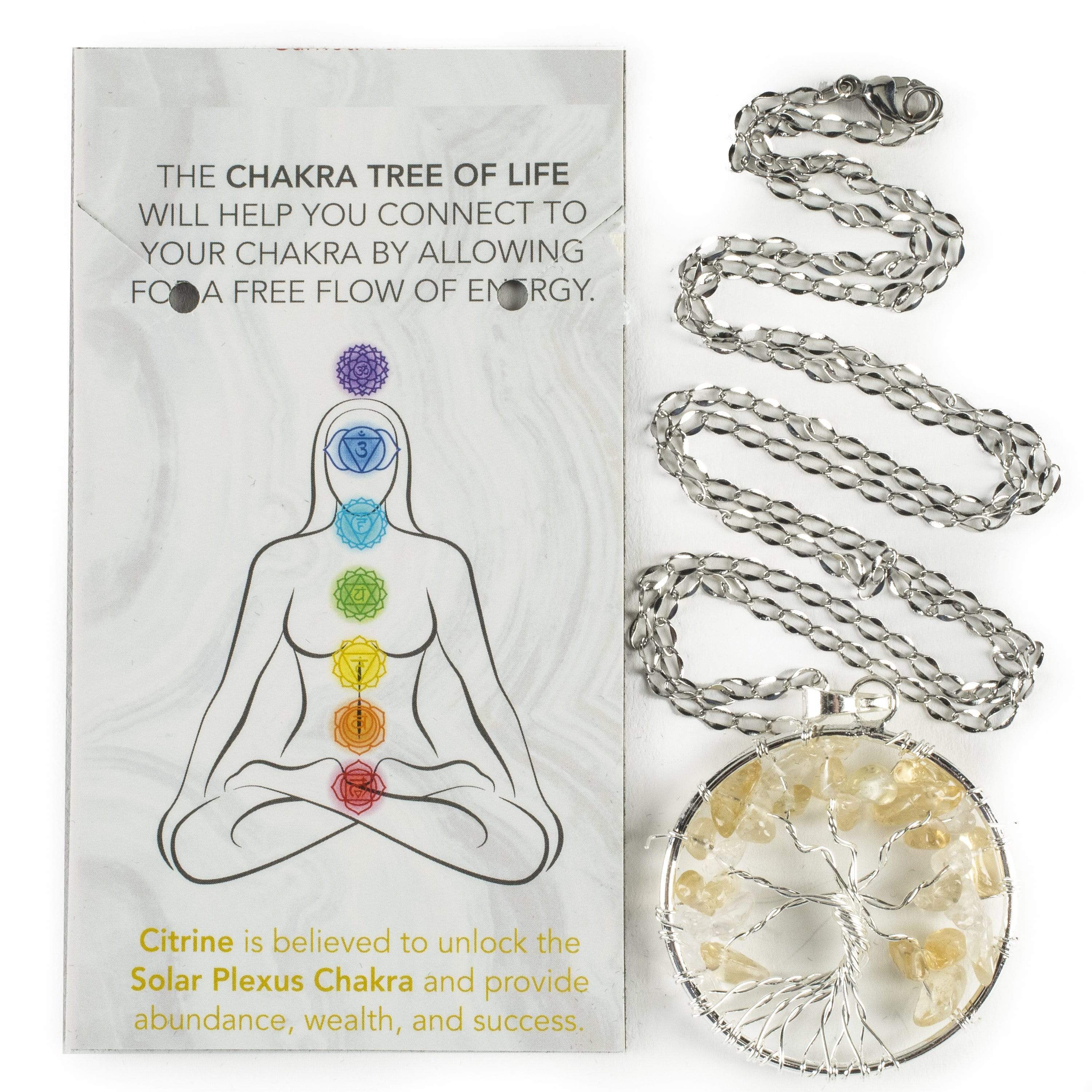 Kalifano Crystal Jewelry Citrine Chakra Gemstone Tree of Life Necklace & Stainless Steel Chain CJCN20-CT