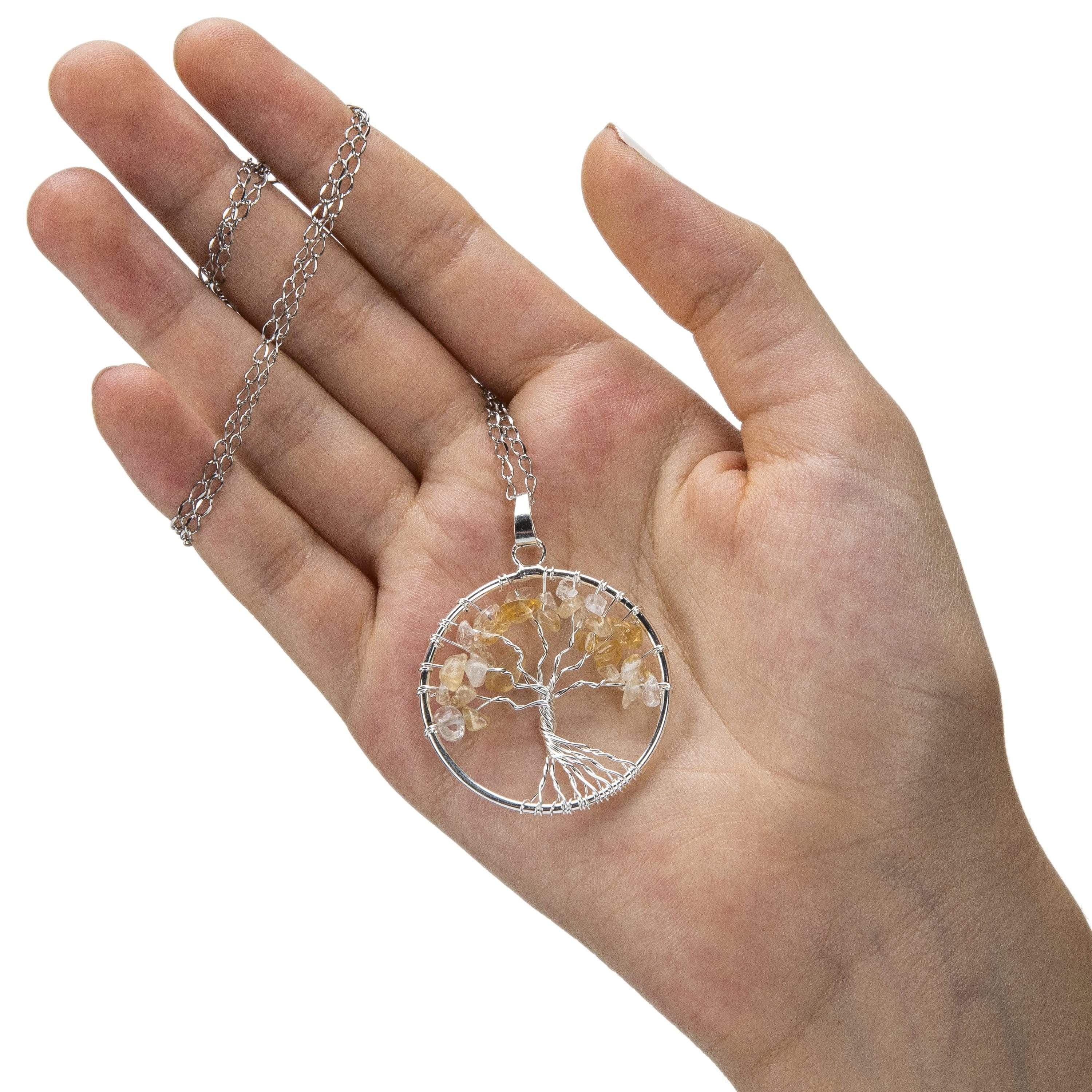 Kalifano Crystal Jewelry Citrine Chakra Gemstone Tree of Life Necklace & Stainless Steel Chain CJCN20-CT