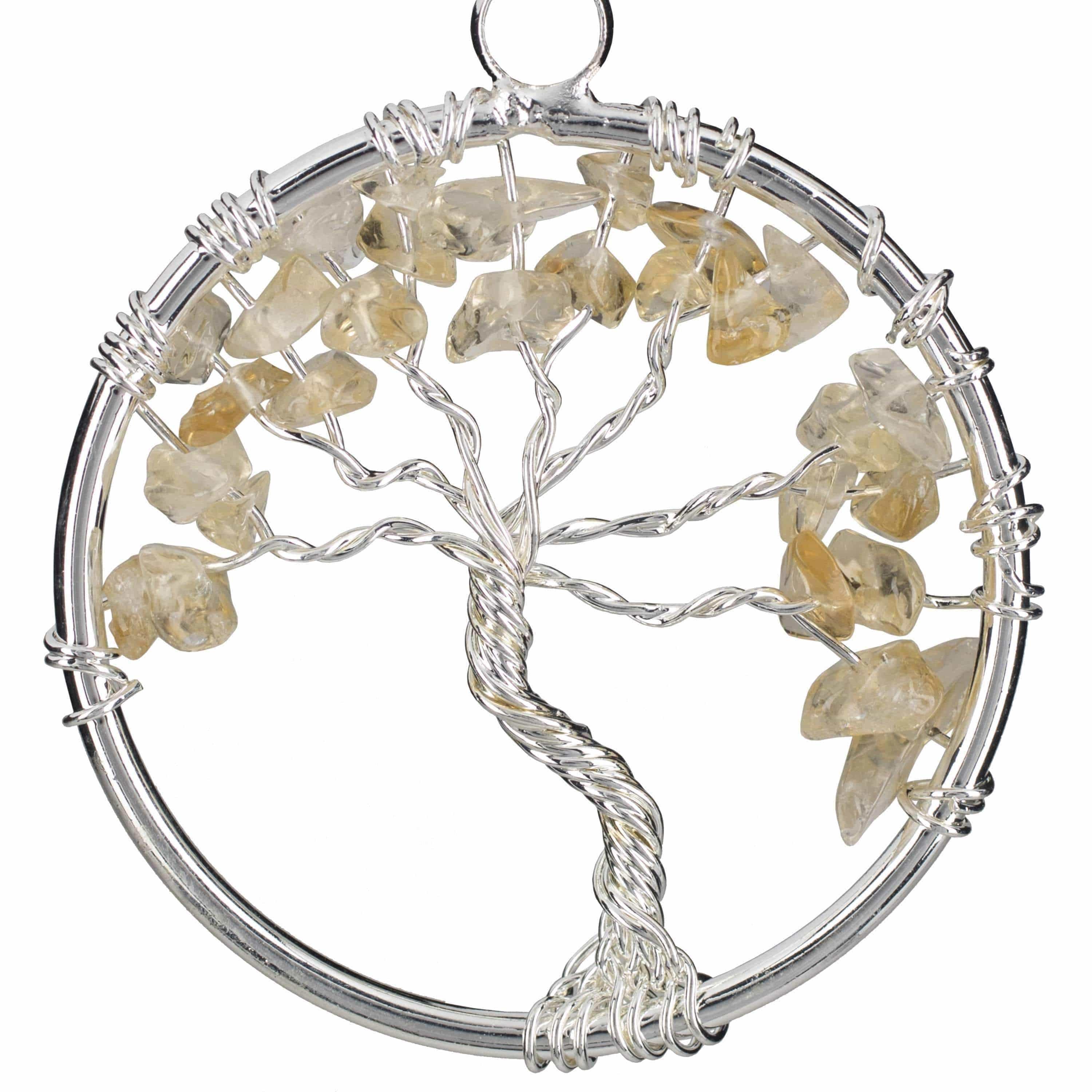 Kalifano Crystal Jewelry Citrine Chakra Gemstone Tree of Life Necklace & Stainless Steel Chain CJCN20-CT