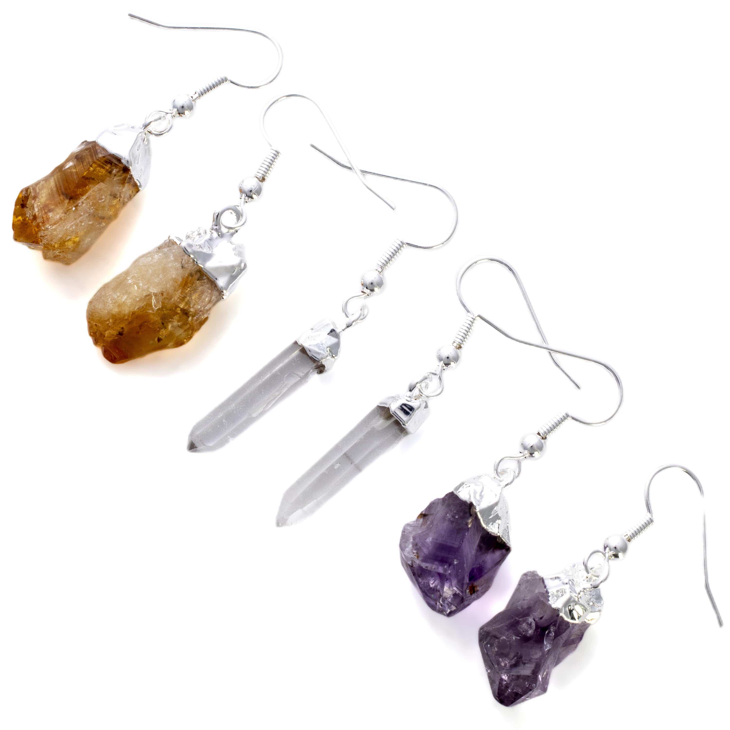 Kalifano Crystal Jewelry Clear Quartz Crystal Point Earrings CJE-1501-QZ