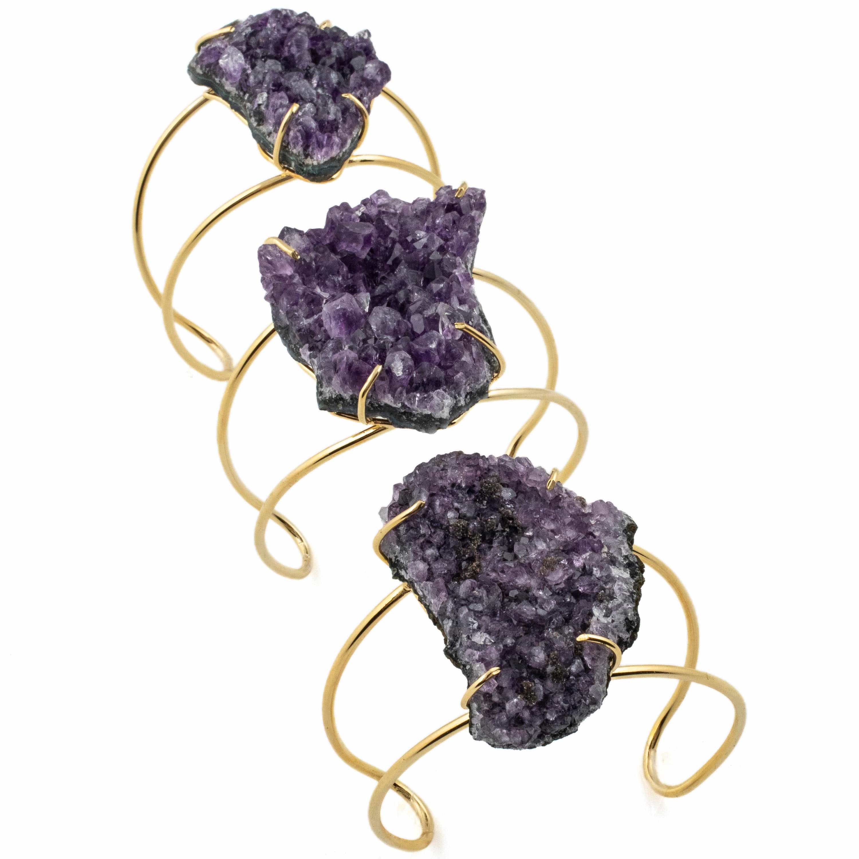 Kalifano Crystal Jewelry Druzy Amethyst Cuff Bracelet CJB-1015-DYAM