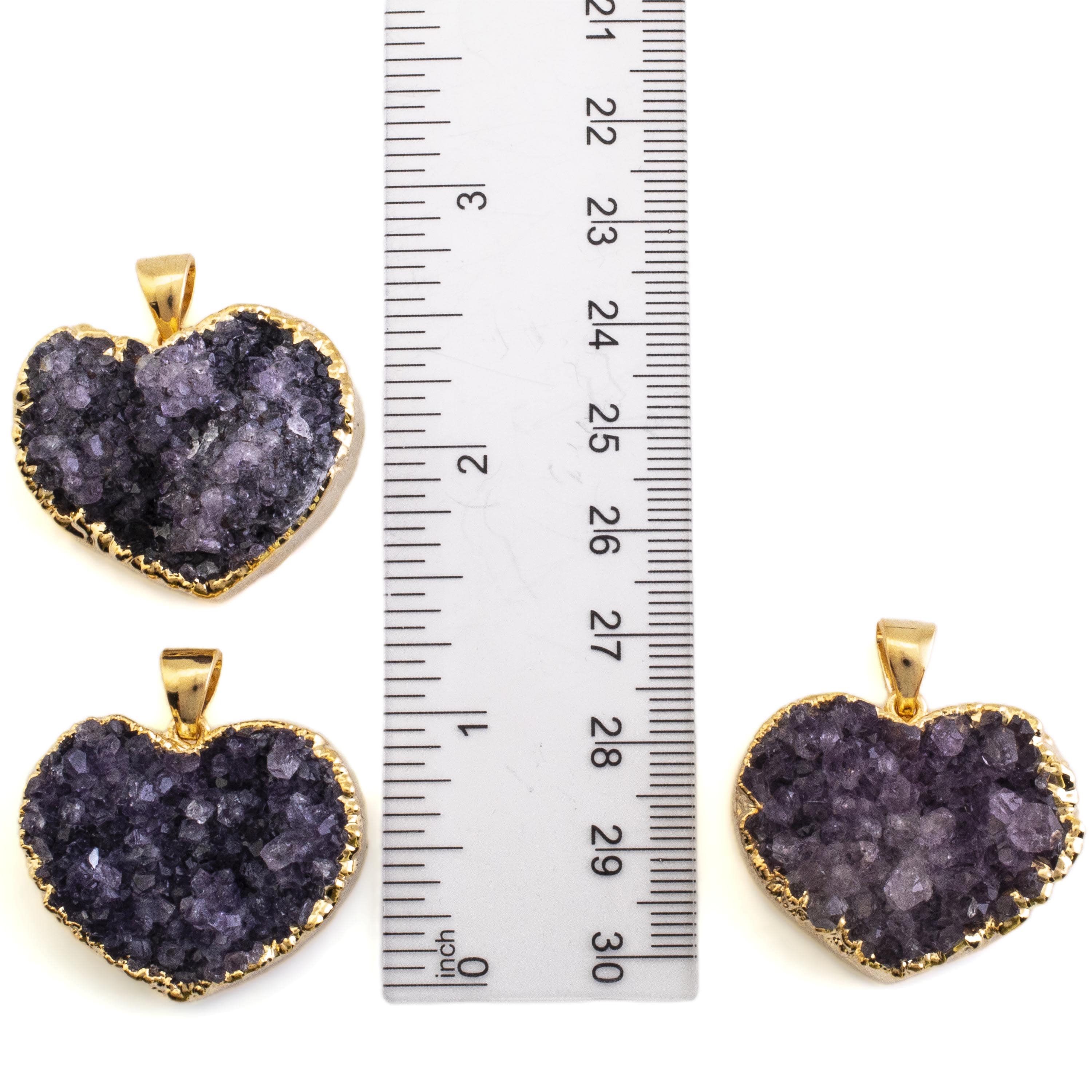 Kalifano Crystal Jewelry Druzy Amethyst Heart Pendant on Chain CJN-79-DYAM