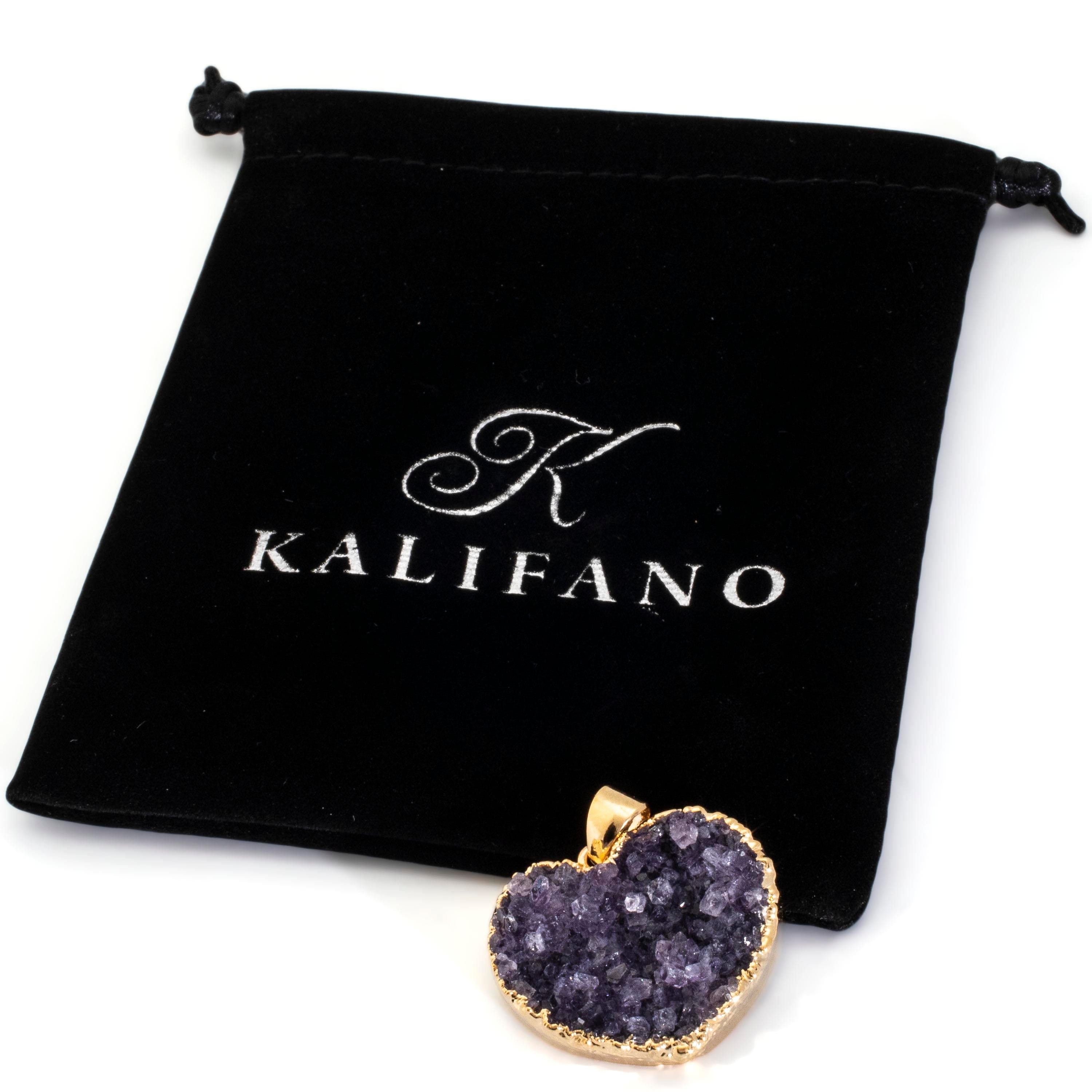 Kalifano Crystal Jewelry Druzy Amethyst Heart Pendant on Chain CJN-79-DYAM