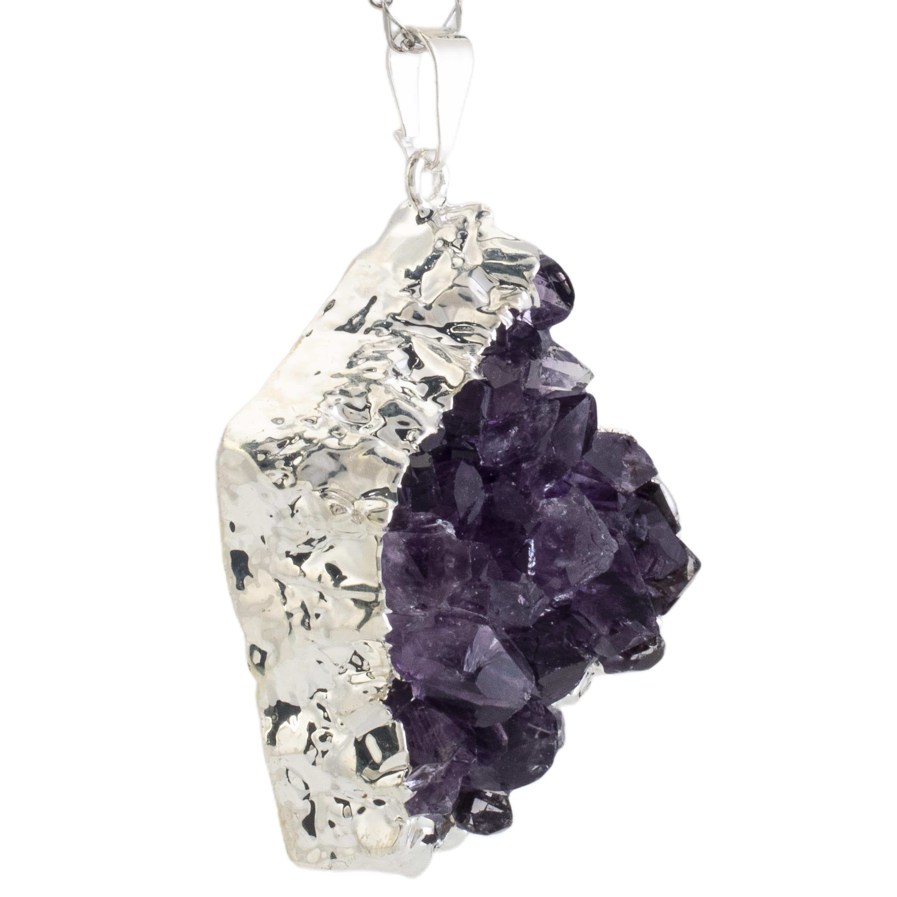 Kalifano Crystal Jewelry Druzy Amethyst Pendant with Silver Plating CJNS80-DYAM